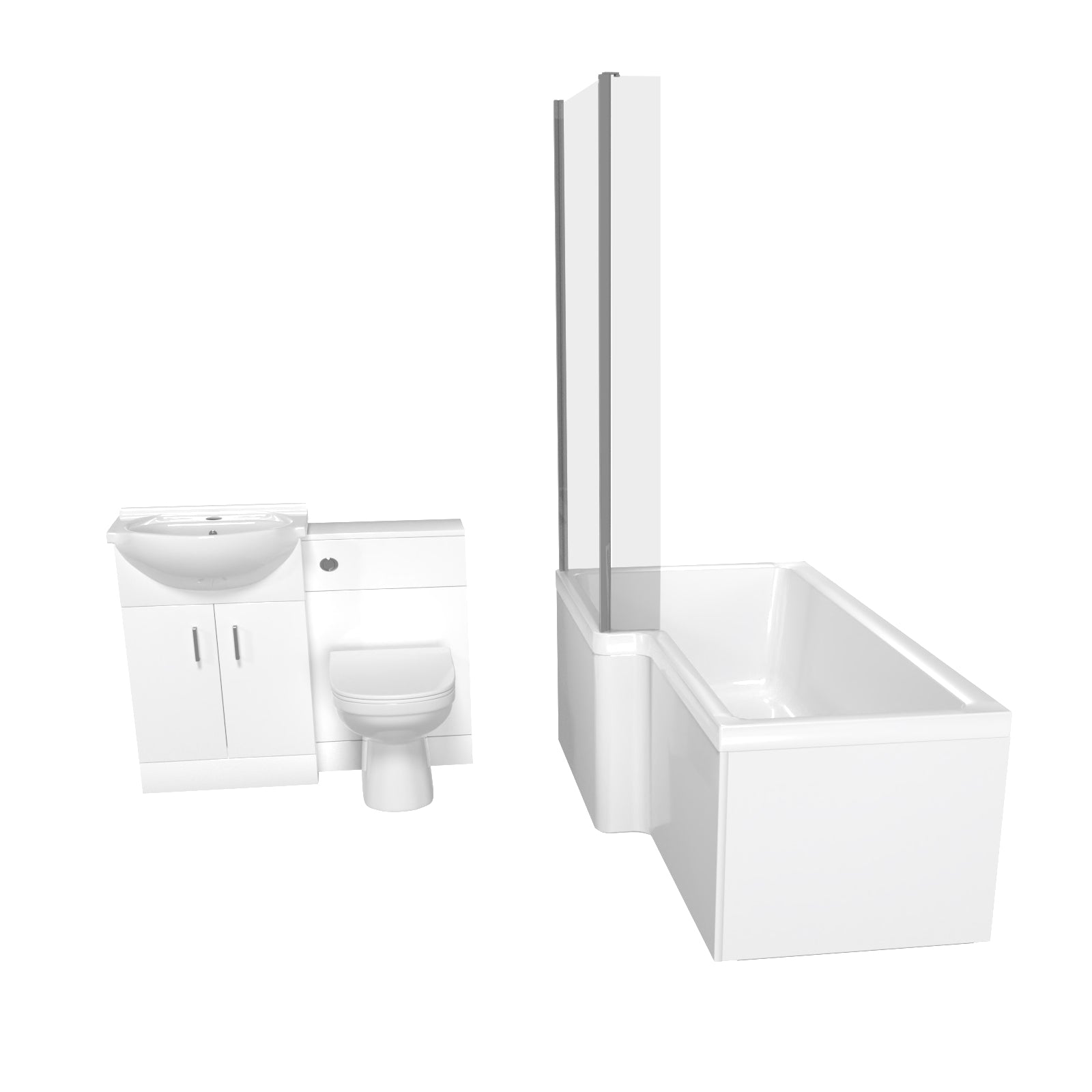 Cann L-Shaped Shower Bath with Vanity Unit, WC Unit & Toilet