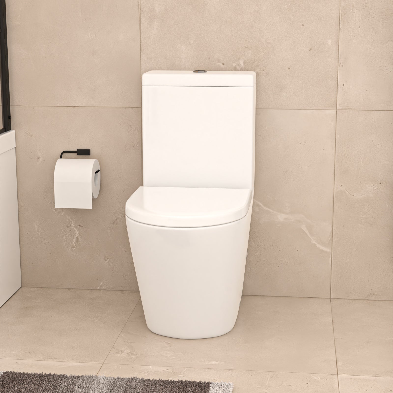 Nanuya L-Shaped RH Shower Bath Basin Vanity Toilet Set Matte Black Taps