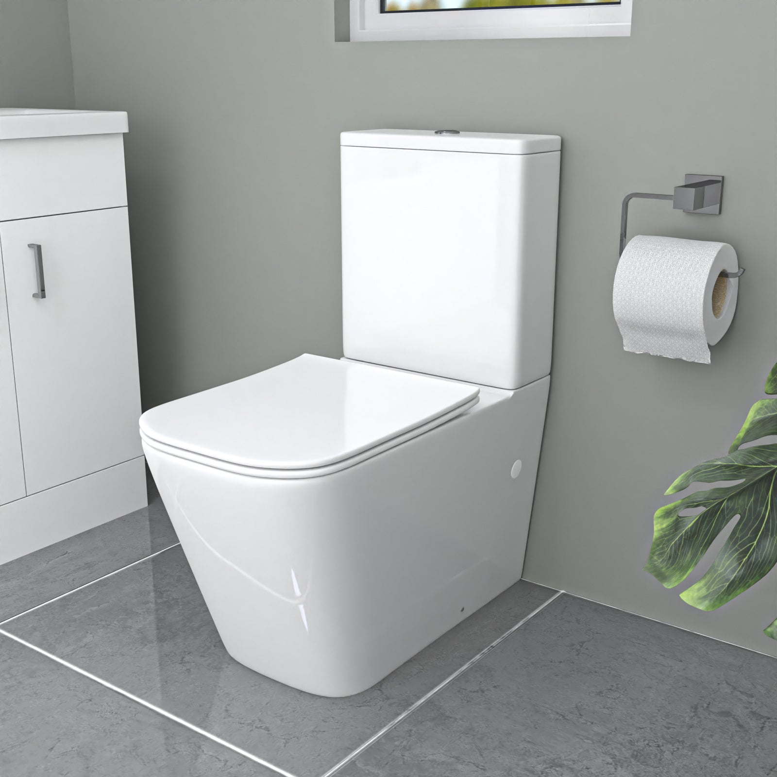 Nanuya L-Shaped RH Bath Front Panel White Basin Vanity Toilet Tap & Shower Set