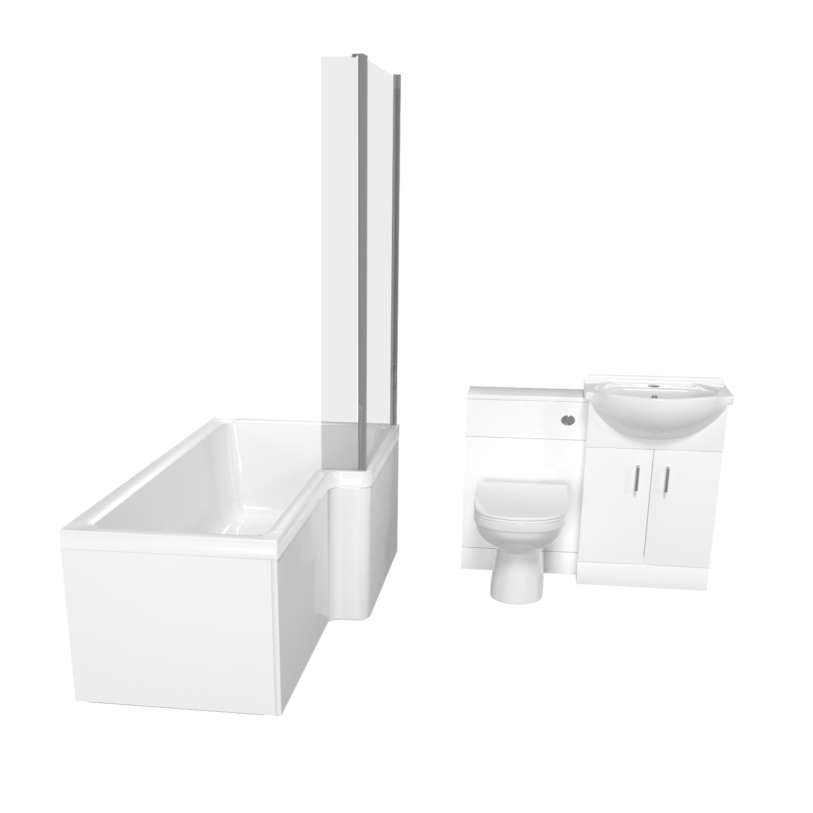 Cann L-Shaped Shower Bath with Vanity Unit, WC Unit & Toilet