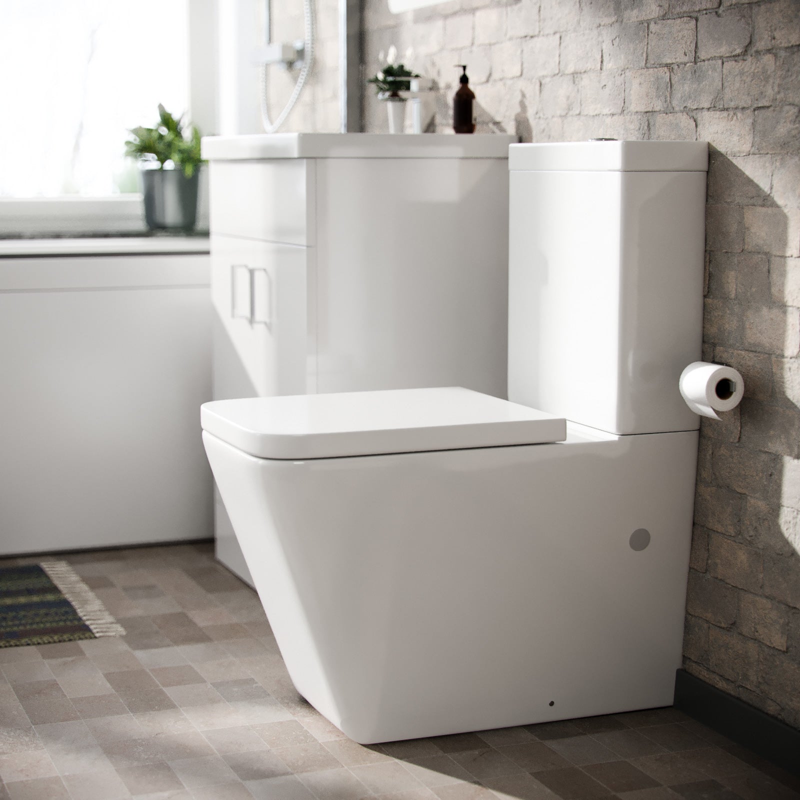 Cann L-Shaped Shower Bath with Vanity Unit & Toilet, Taps & Shower