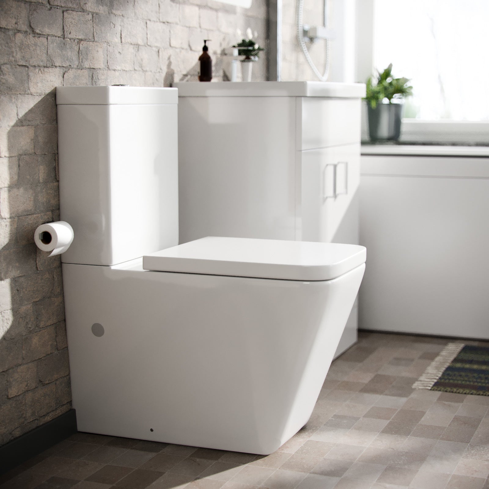 Cann L-Shaped Shower Bath with Vanity Unit & Toilet, Taps & Shower