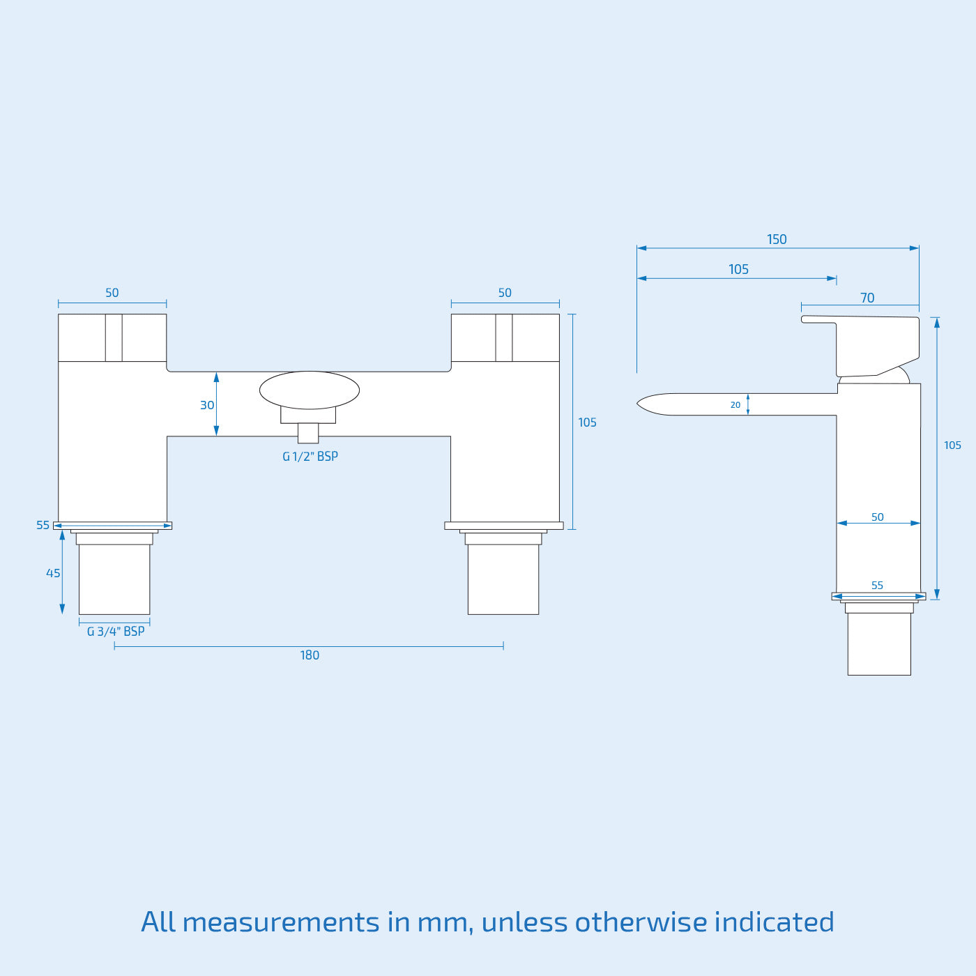 Daina Modern Design Bridge Deck Mounted Bath Shower Mixer Tap With Shower Kit