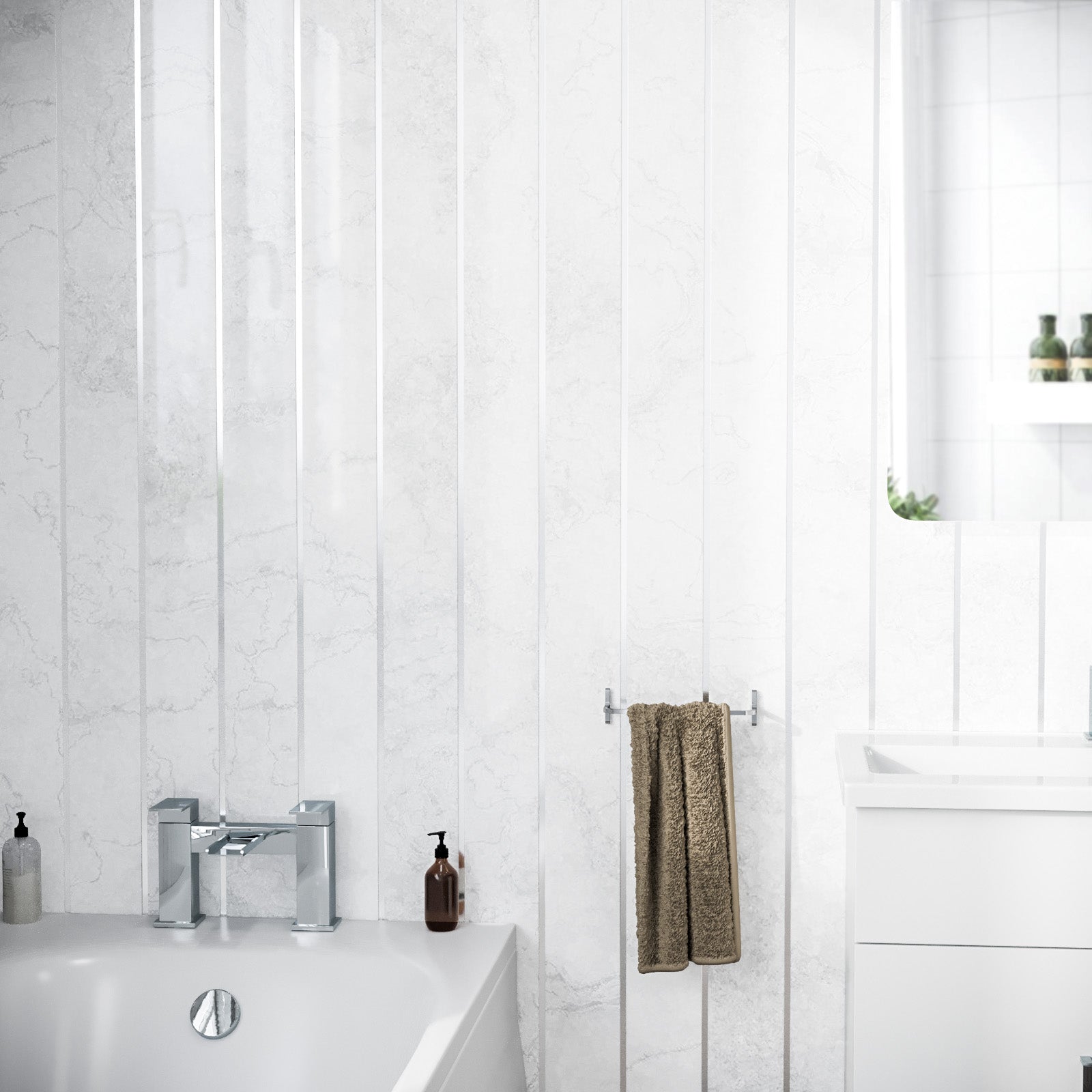 PVC Panel Light Grey Marble Silver 2700mm x 200mm x 6mm Pack Of 5