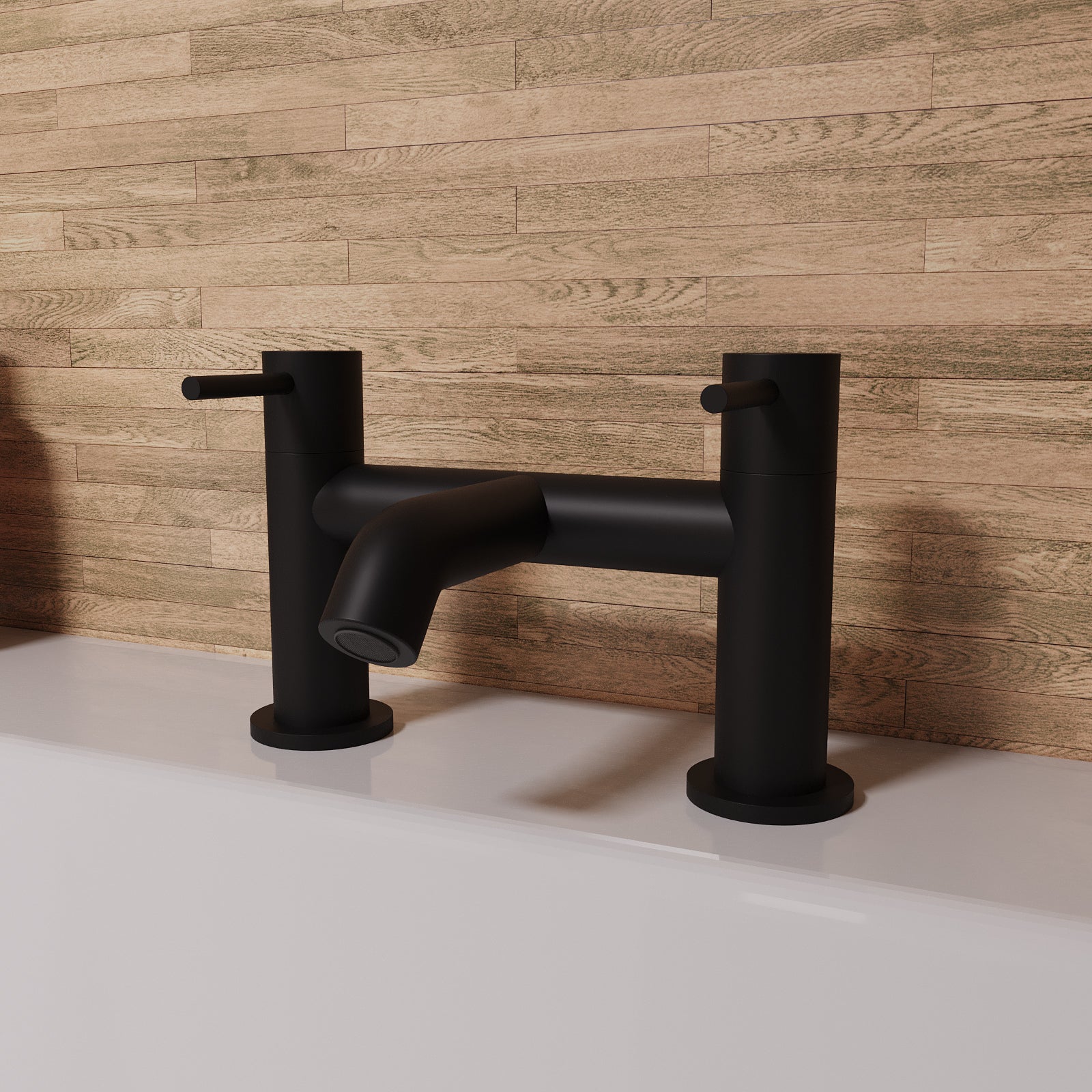 Alice Designer Deck Mounted Brass Bath Filler Tap Matte Black