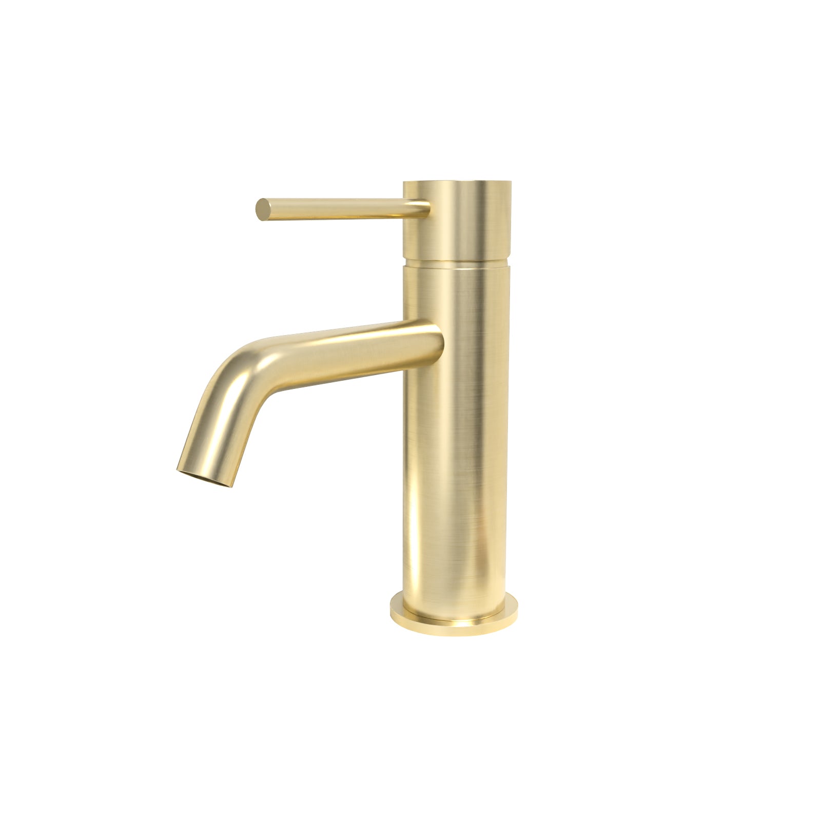 Alice Modern Deck Mounted Brushed Brass Round Basin Mono Mixer Tap