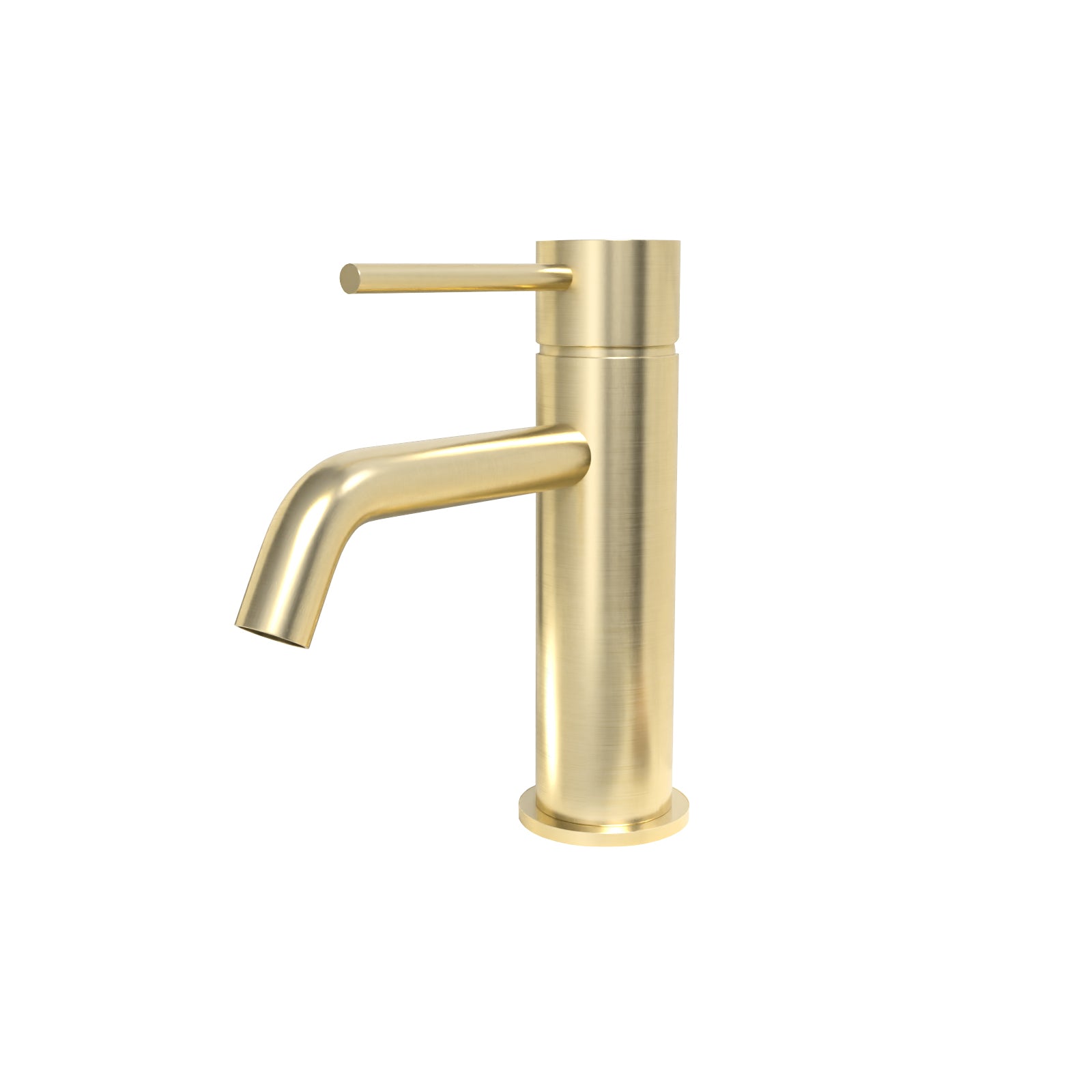 Alice Brushed Brass Deck Mounted Round Single Lever Basin Mono Mixer Tap