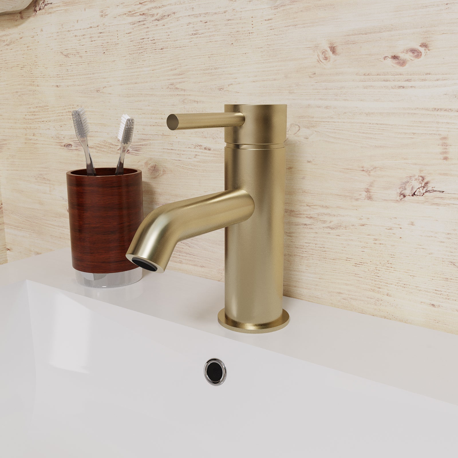 Alice Brushed Brass Deck Mounted Round Single Lever Basin Mono Mixer Tap