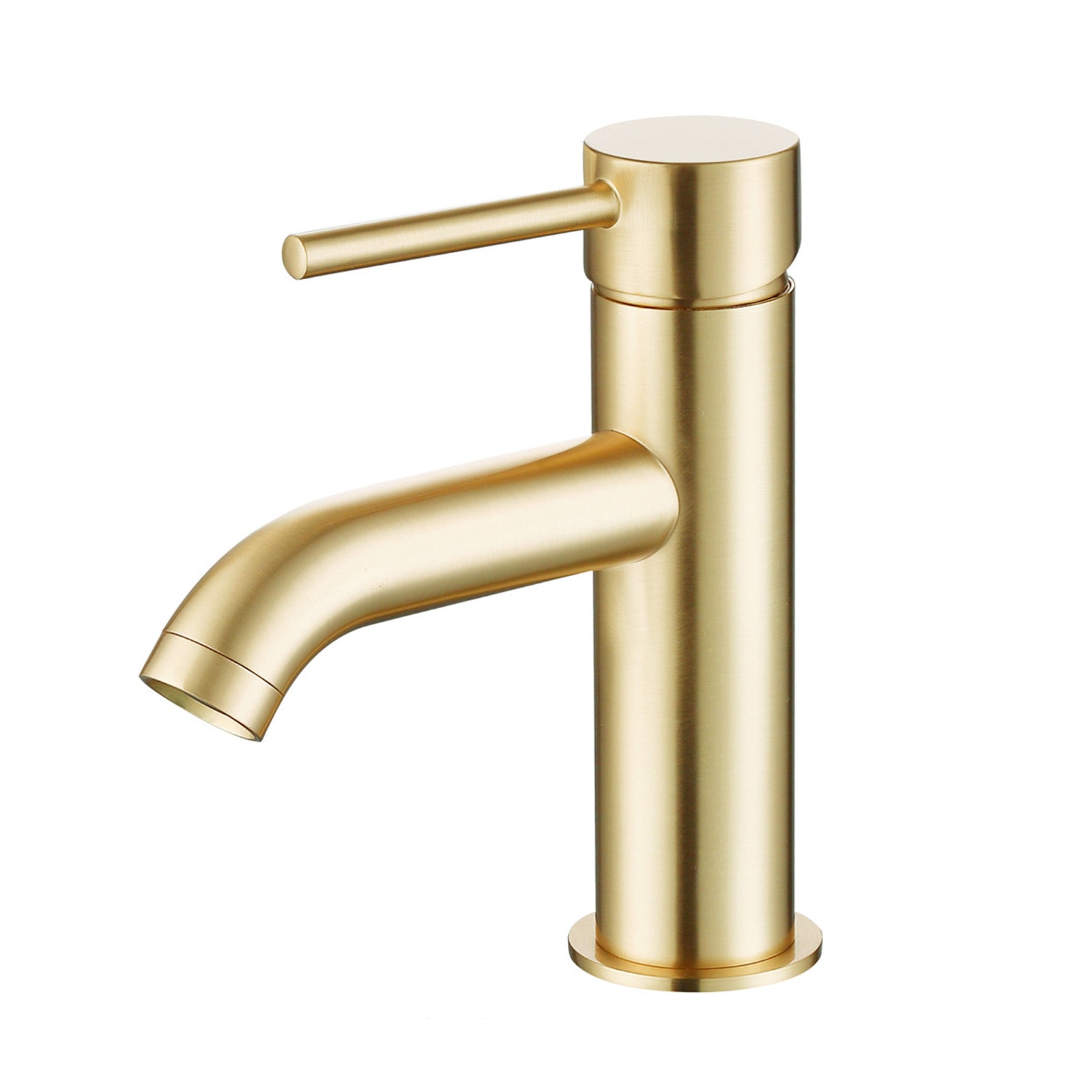 Brushed Brass Cloakroom Round Basin Mono Mixer Tap