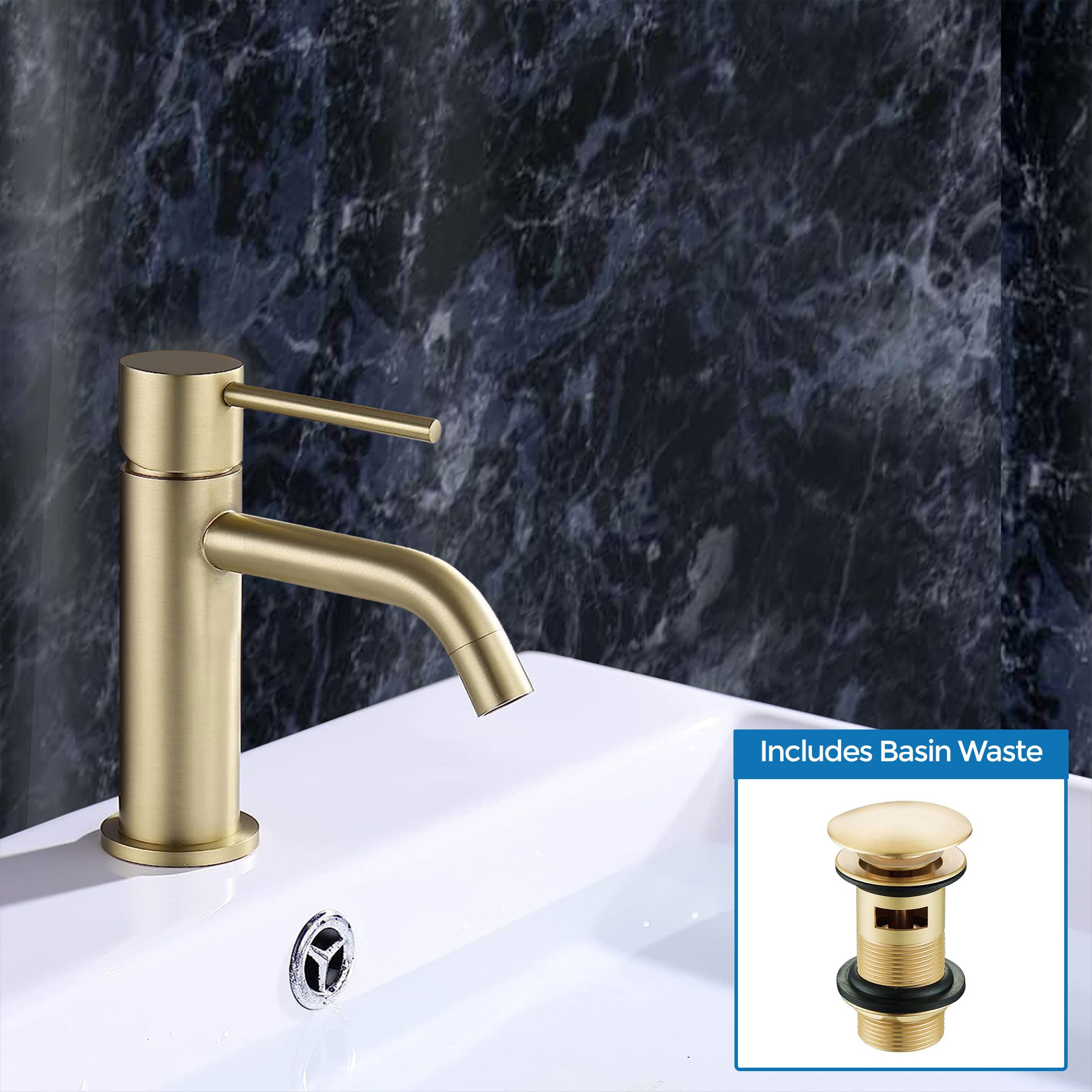 Alice Cloakroom Brushed Brass Round Basin Mono Mixer Tap