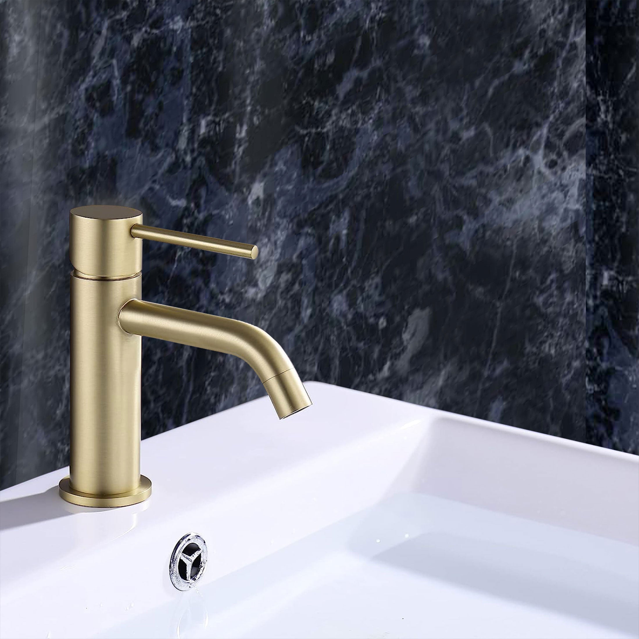 Alice Cloakroom Brushed Brass Round Basin Mono Mixer Tap