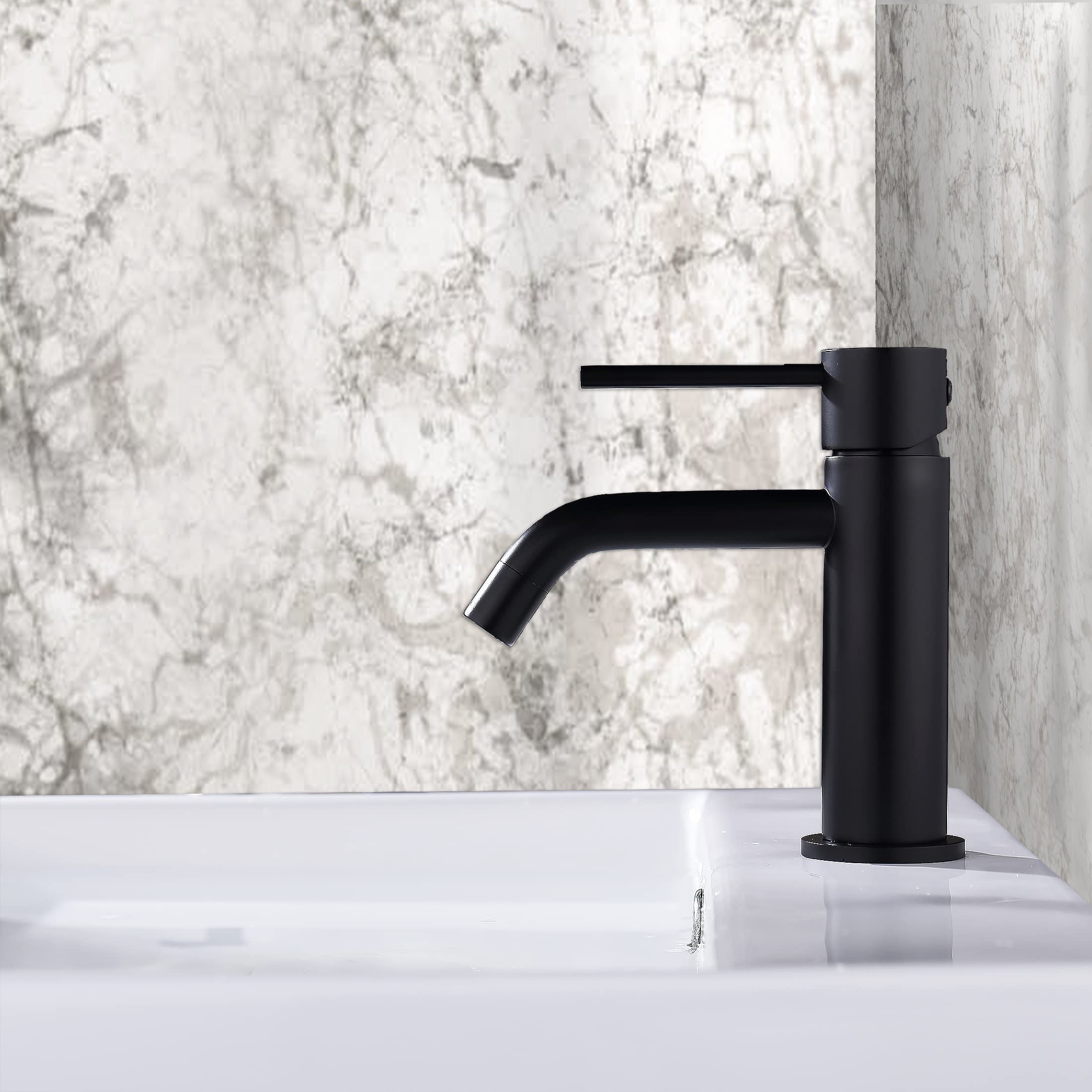 Alice Matte Black Cloakroom Basin Sink Mono Mixer Tap