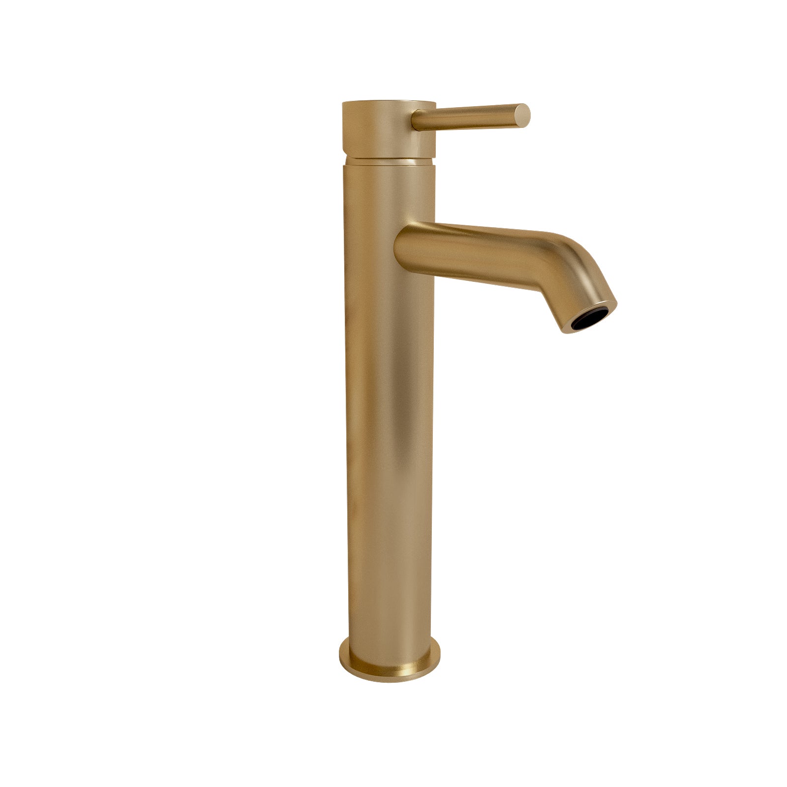 Alice Countertop Brushed Brass Tall Round Single Lever Basin Mono Mixer Tap