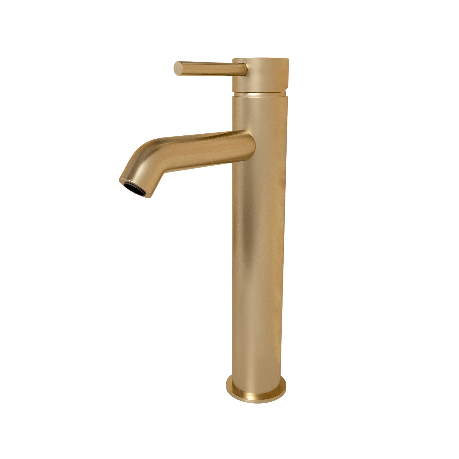 Alice Countertop Brushed Brass Tall Round Single Lever Basin Mono Mixer Tap