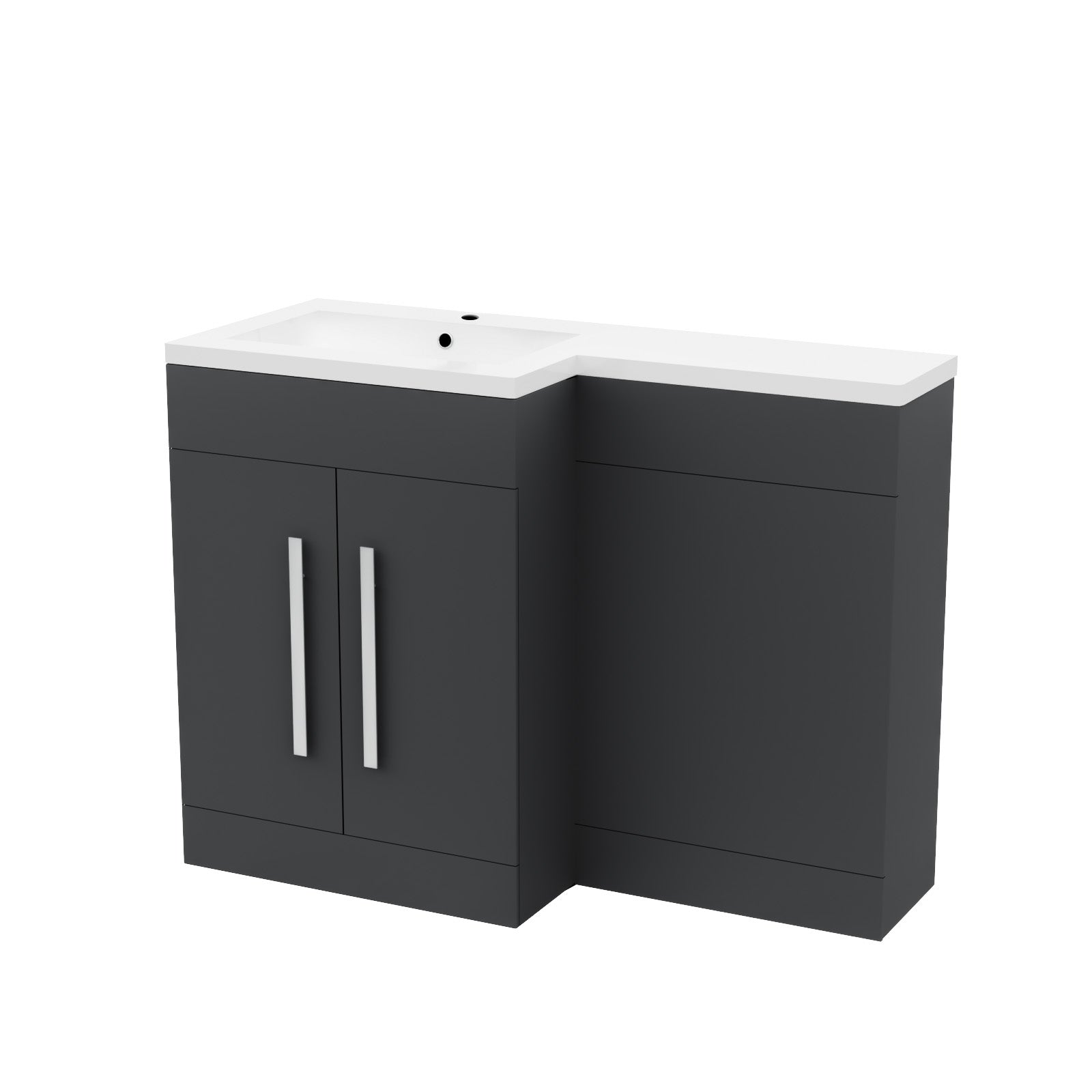 1100mm Left Hand Dark Matte Grey Bathroom Basin Combination Vanity Unit