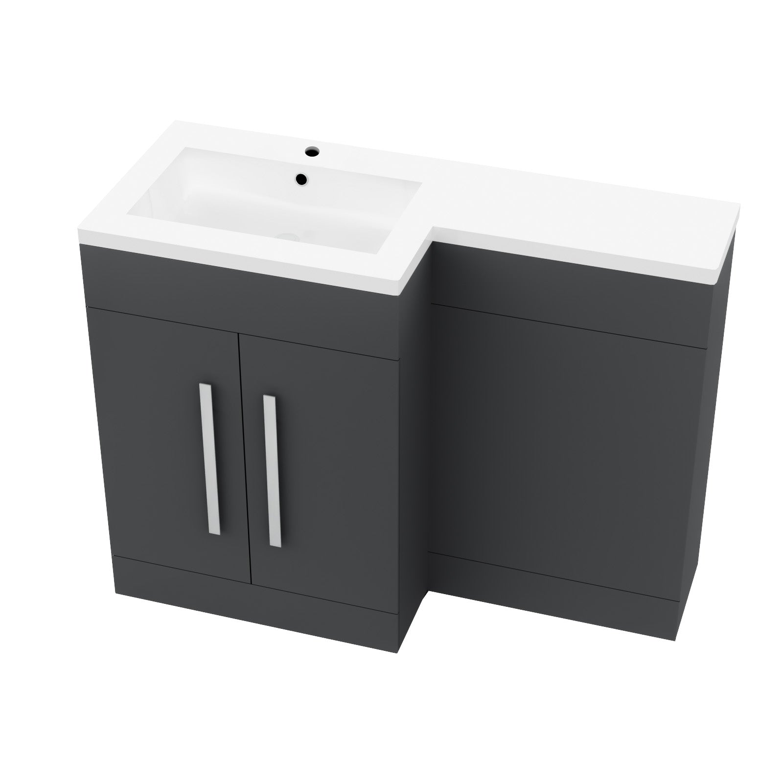 1100mm Left Hand Dark Matte Grey Bathroom Basin Combination Vanity Unit