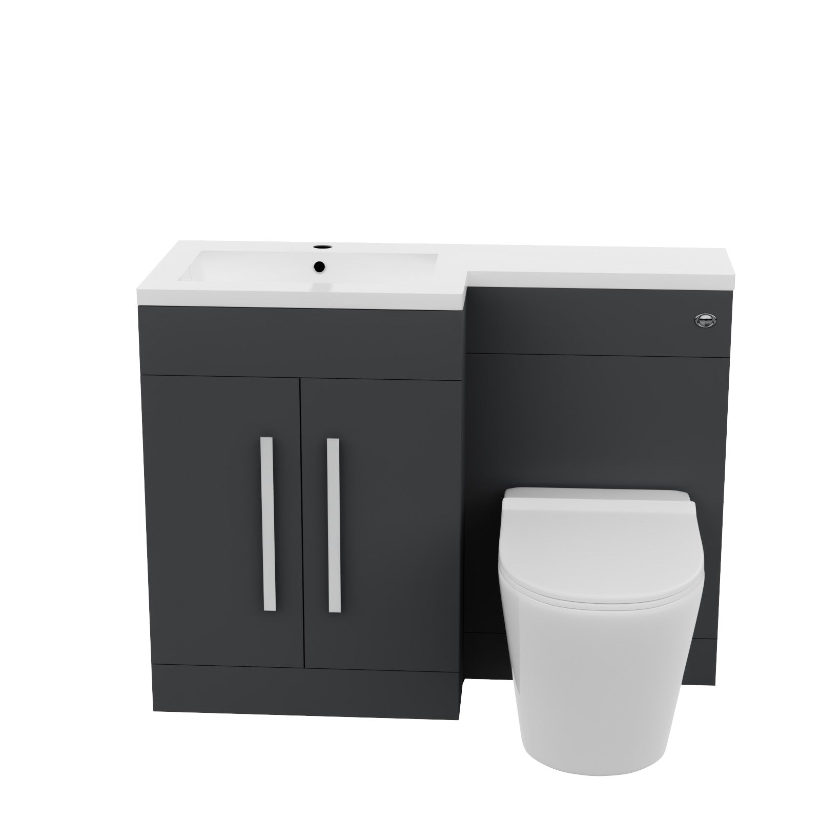 1100mm LH Dark Matte Grey Basin Vanity WC Unit & Back To Wall Toilet