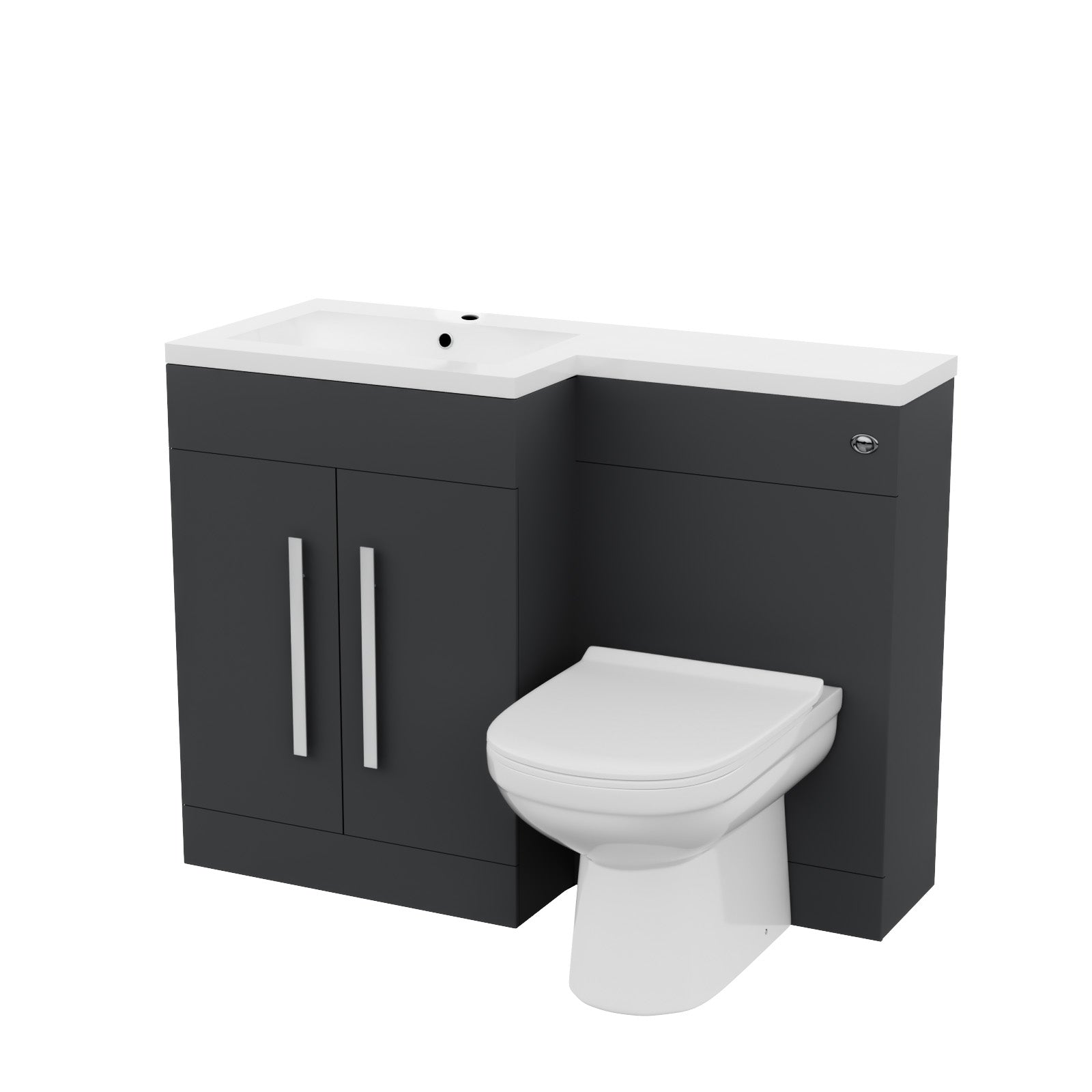 1100mm Left Hand Dark Matte Grey Basin Vanity WC Unit & Toilet Set