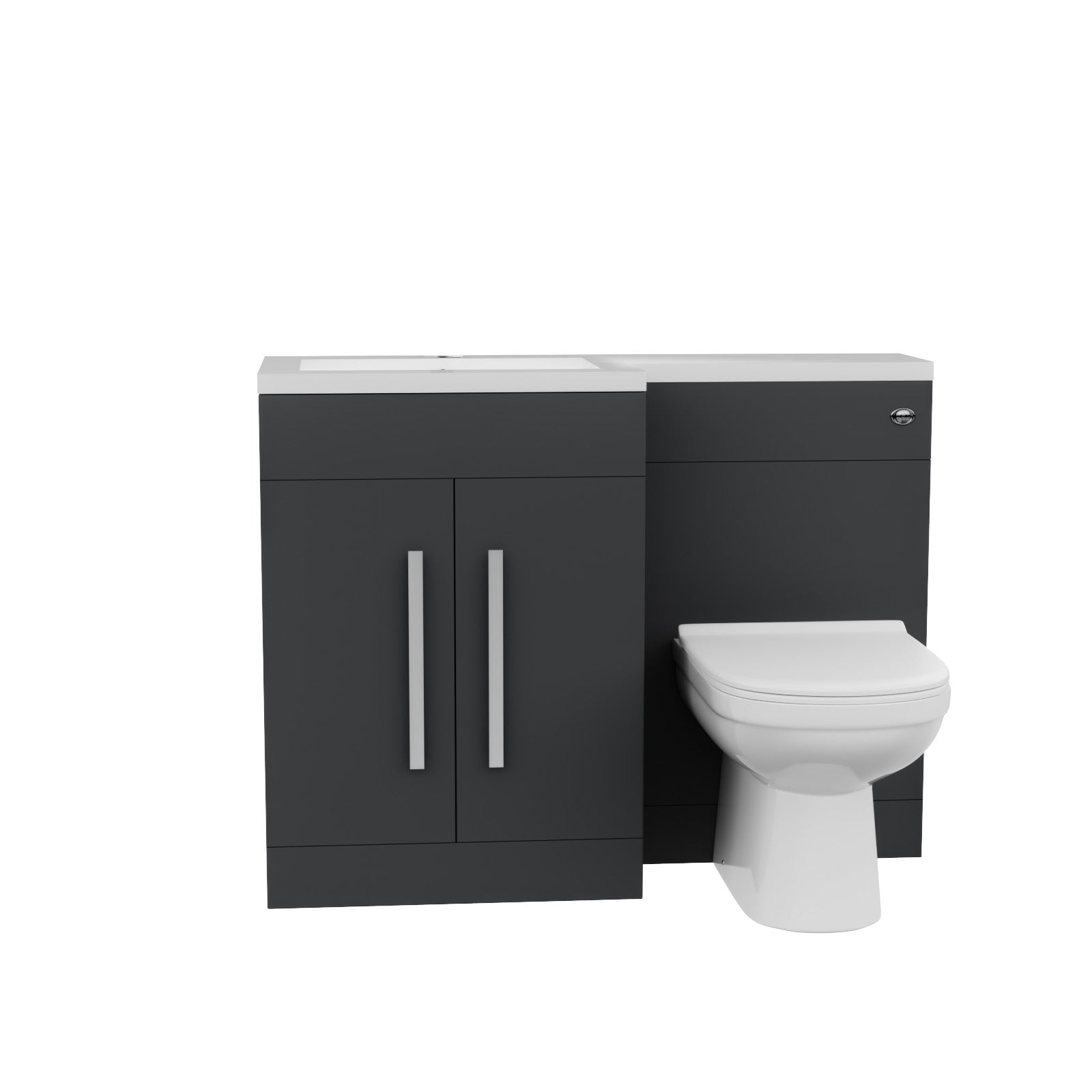 1100mm Left Hand Dark Matte Grey Basin Vanity WC Unit & Toilet Set