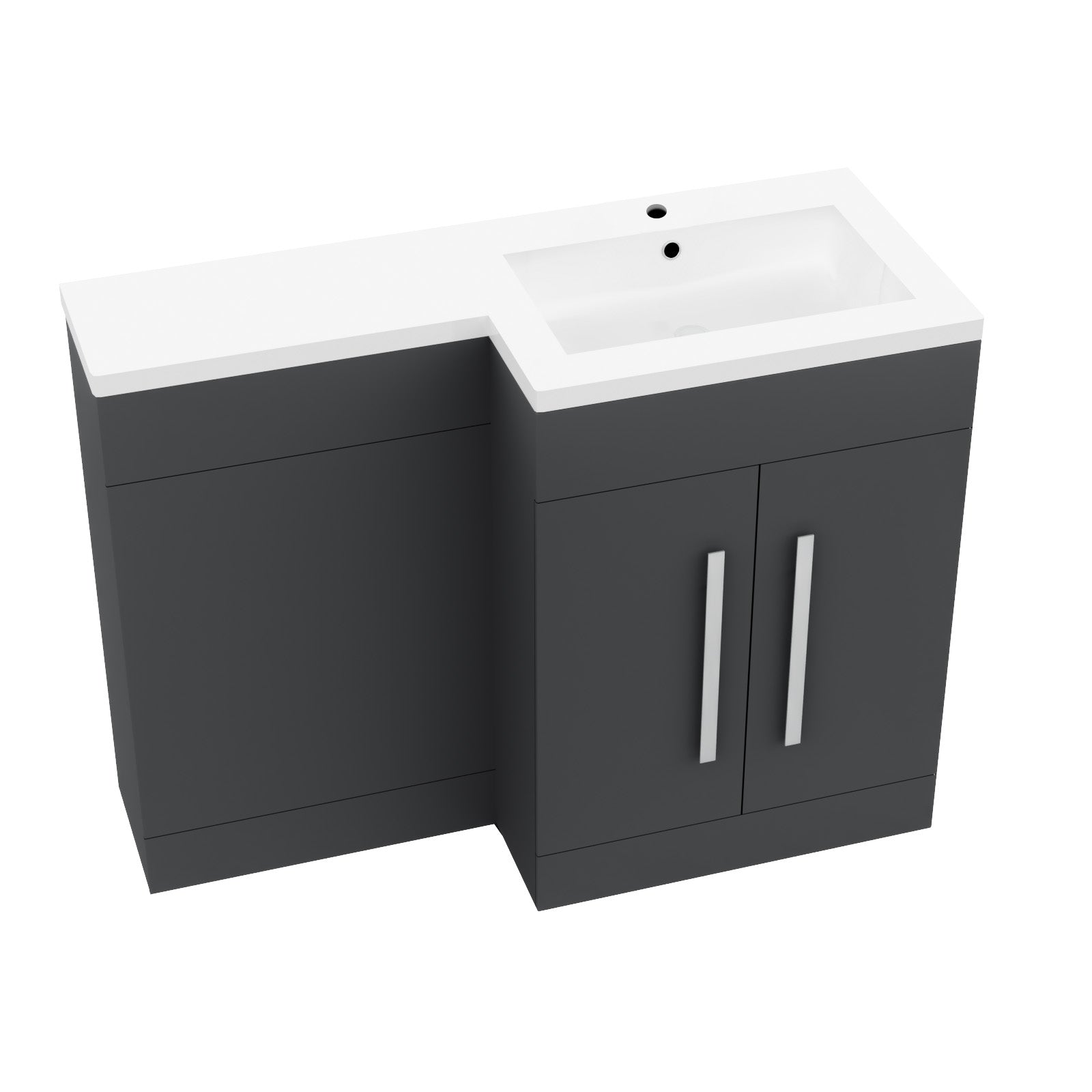 1100mm Right Hand Dark Matte Grey Bathroom Basin Vanity Unit Set