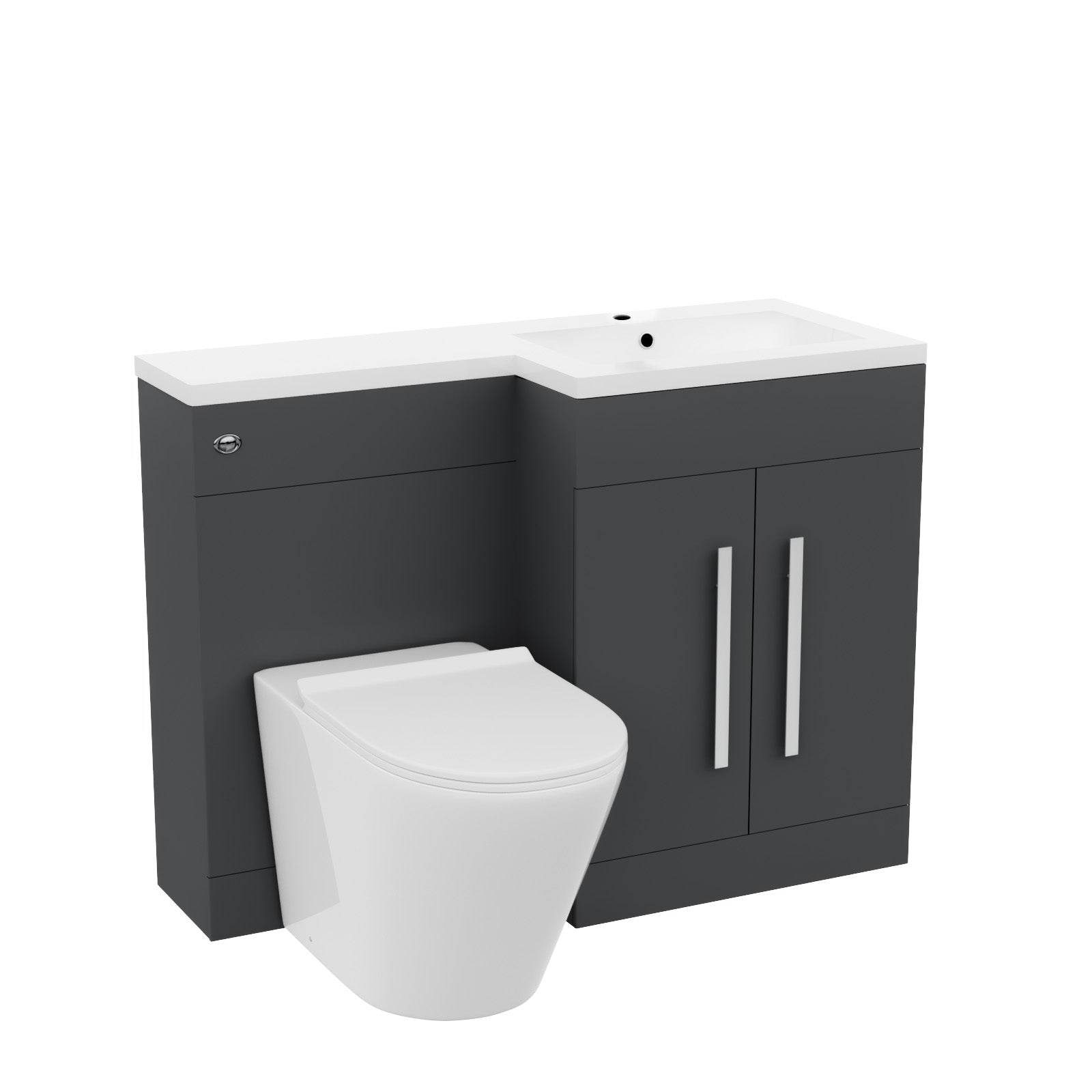 1100mm RH Dark Matte Grey Basin Vanity WC Unit & Back To Wall Toilet
