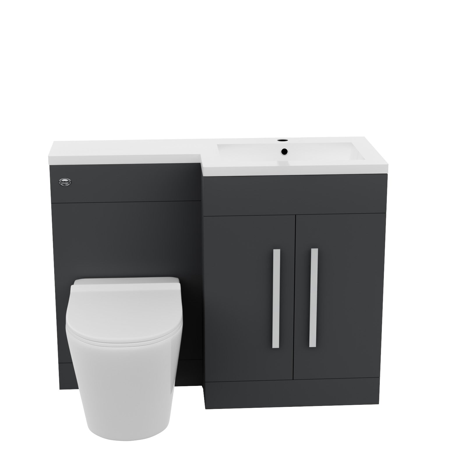 1100mm RH Dark Matte Grey Basin Vanity WC Unit & Back To Wall Toilet