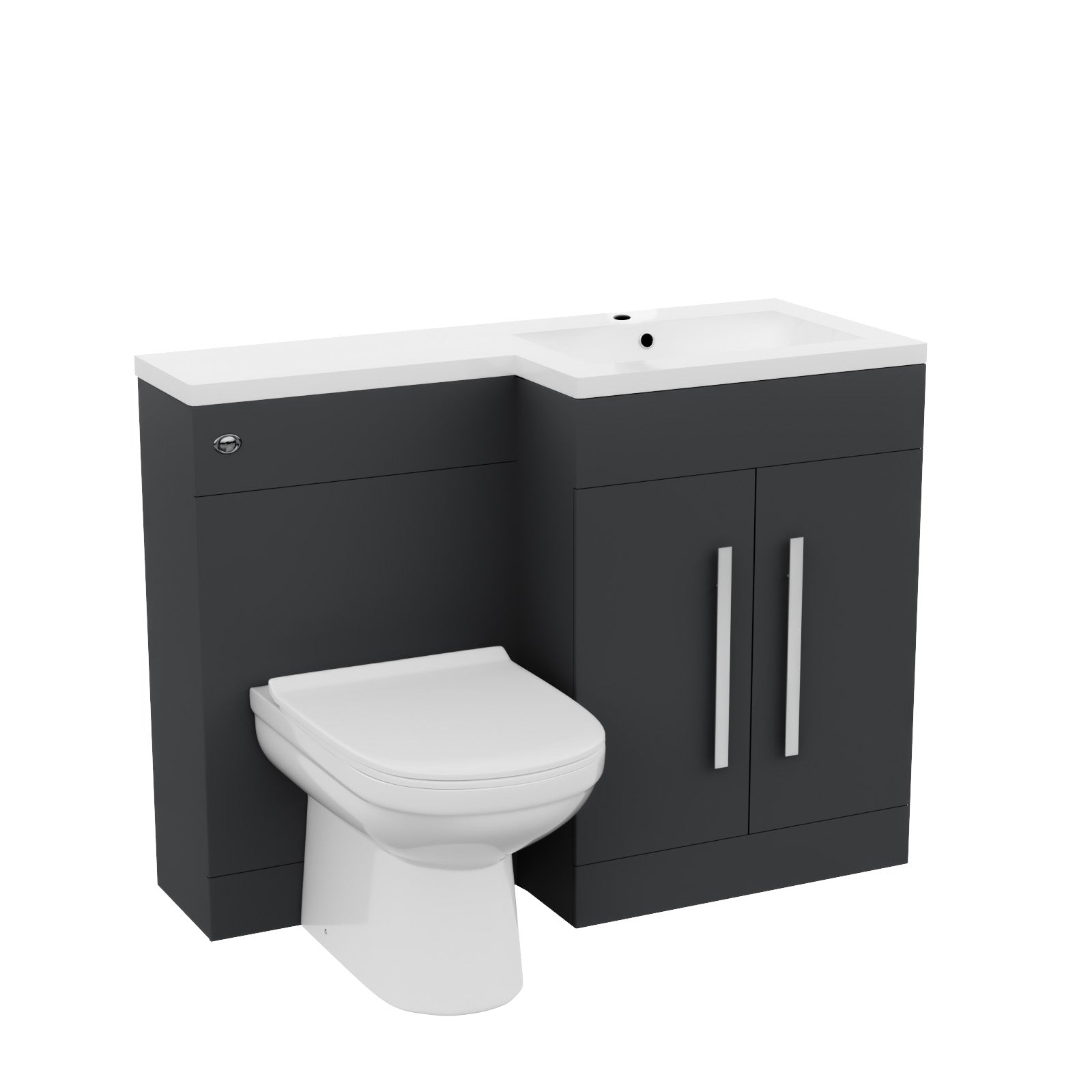 1100mm Right Hand Dark Matte Grey Basin Vanity WC Unit & Toilet