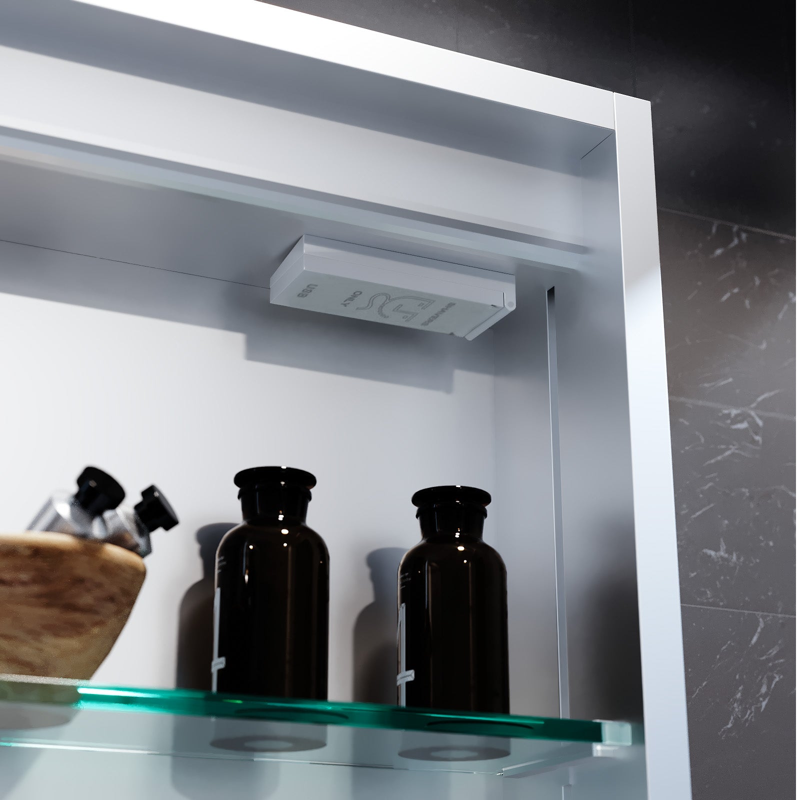 LED 500 x 700mm Mirror Cabinet Storage Bathroom Cupboard with Shaving Socket