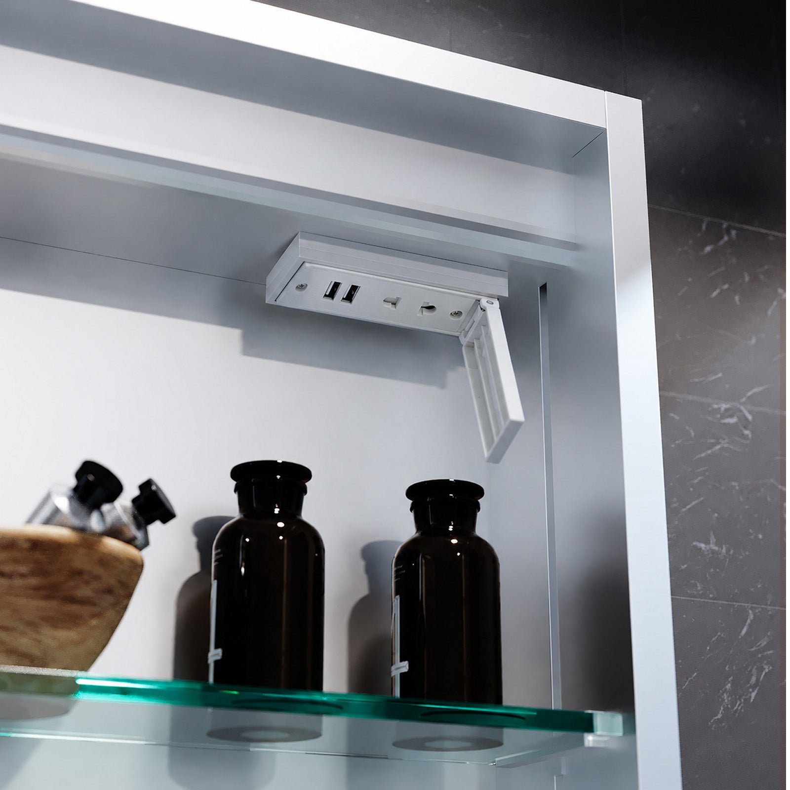 LED 500 x 700mm Mirror Cabinet Storage Bathroom Cupboard with Shaving Socket