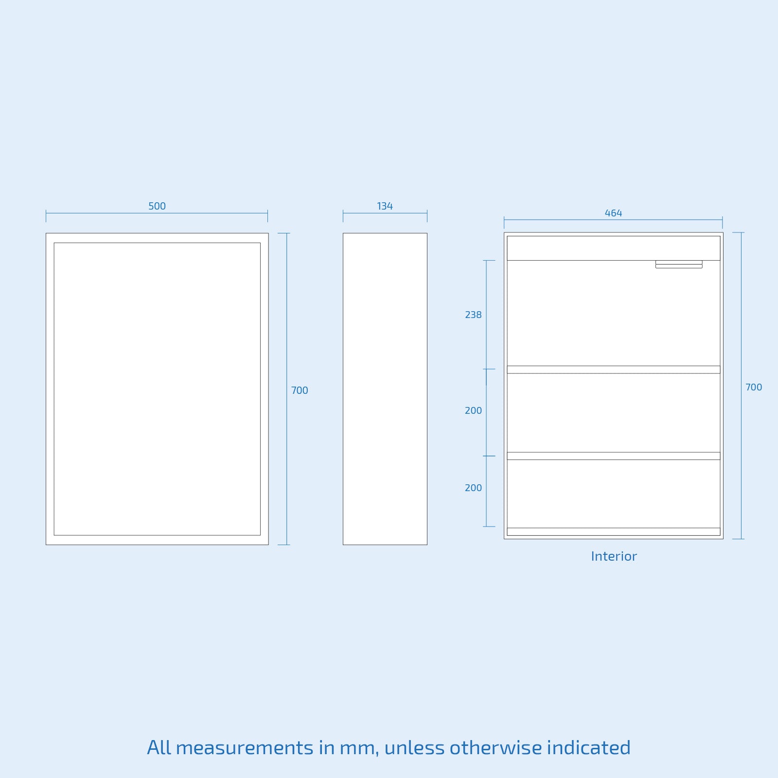 LED 500 x 700mm Mirror Cabinet Storage Bathroom Cupboard with Shaving Socket