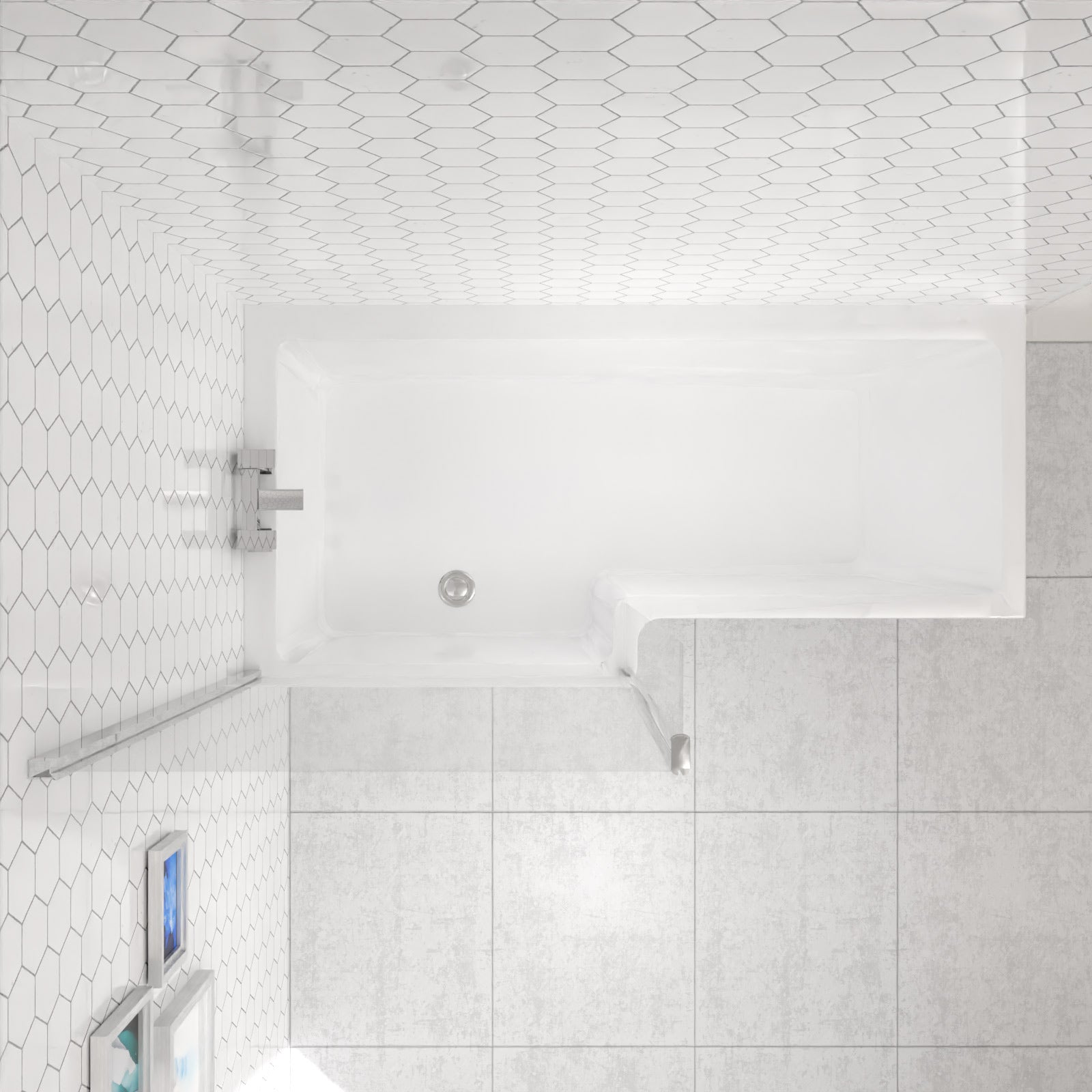Modern Bathroom L-shape Shower Left Hand, Bath Screen & Front Panel