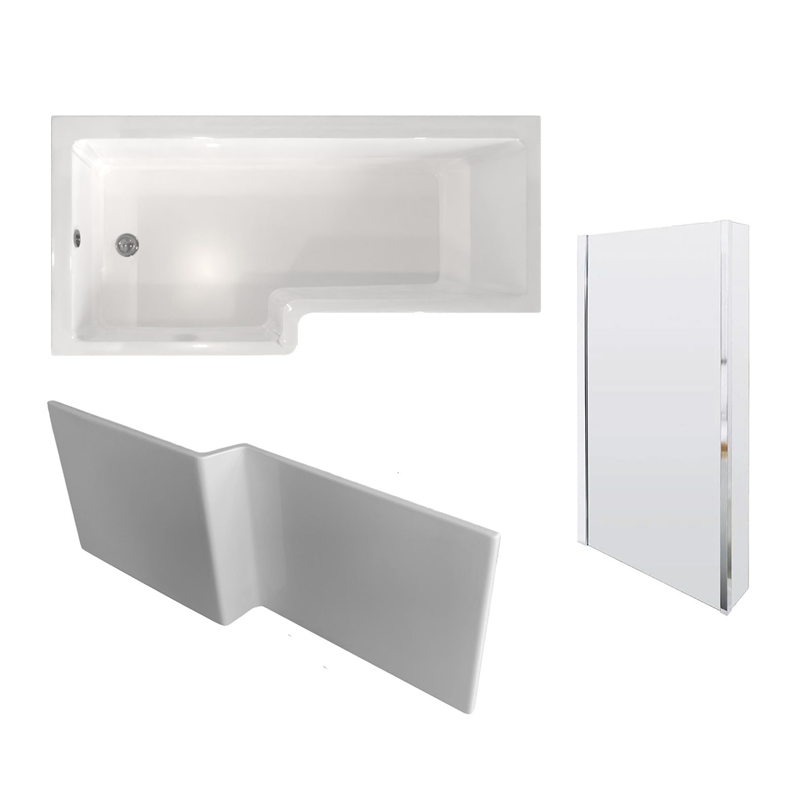 Modern Bathroom L-shape Shower Left Hand, Bath Screen & Front Panel