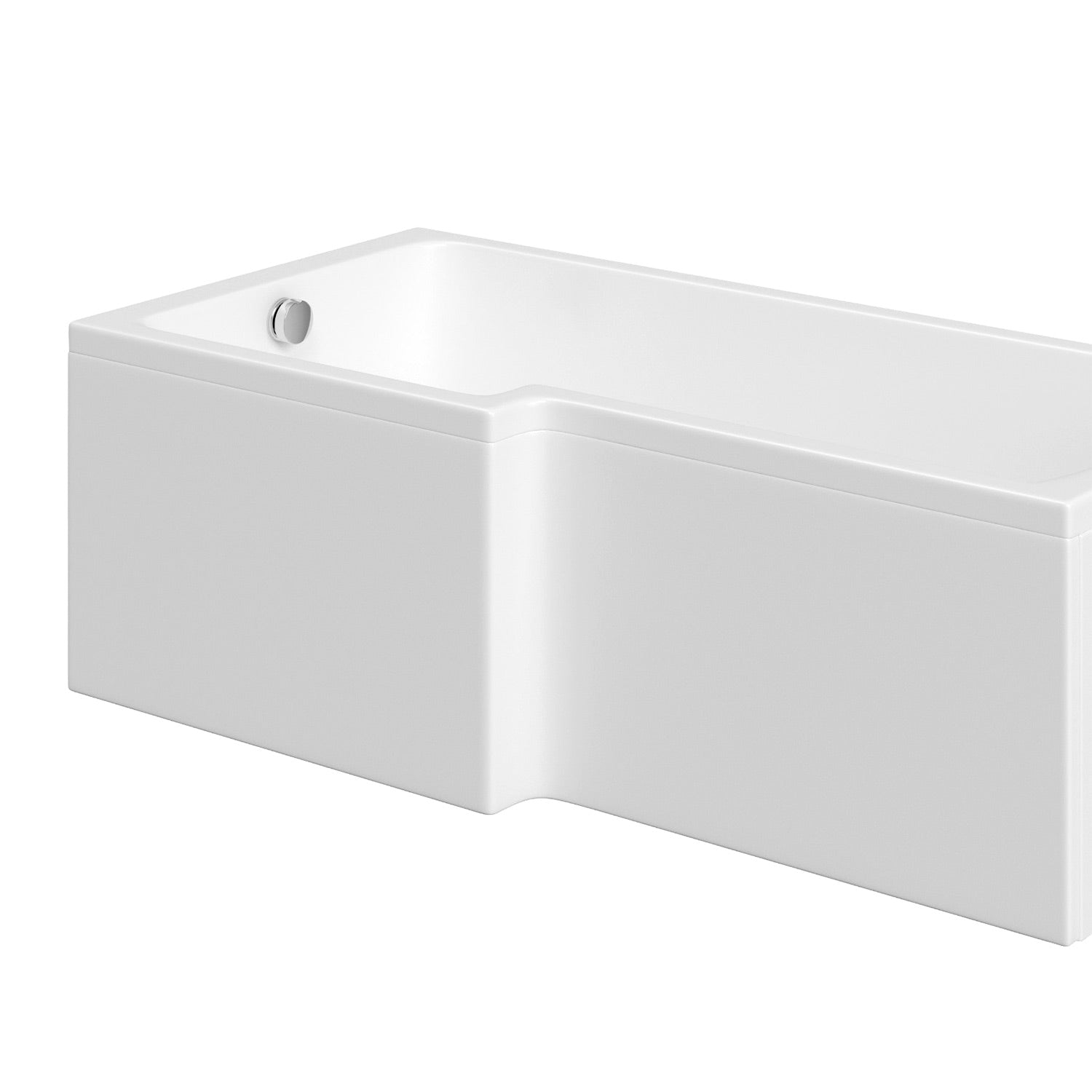1700 x 850mm Acrylic Square L Shaped Shower Bath - Left Hand