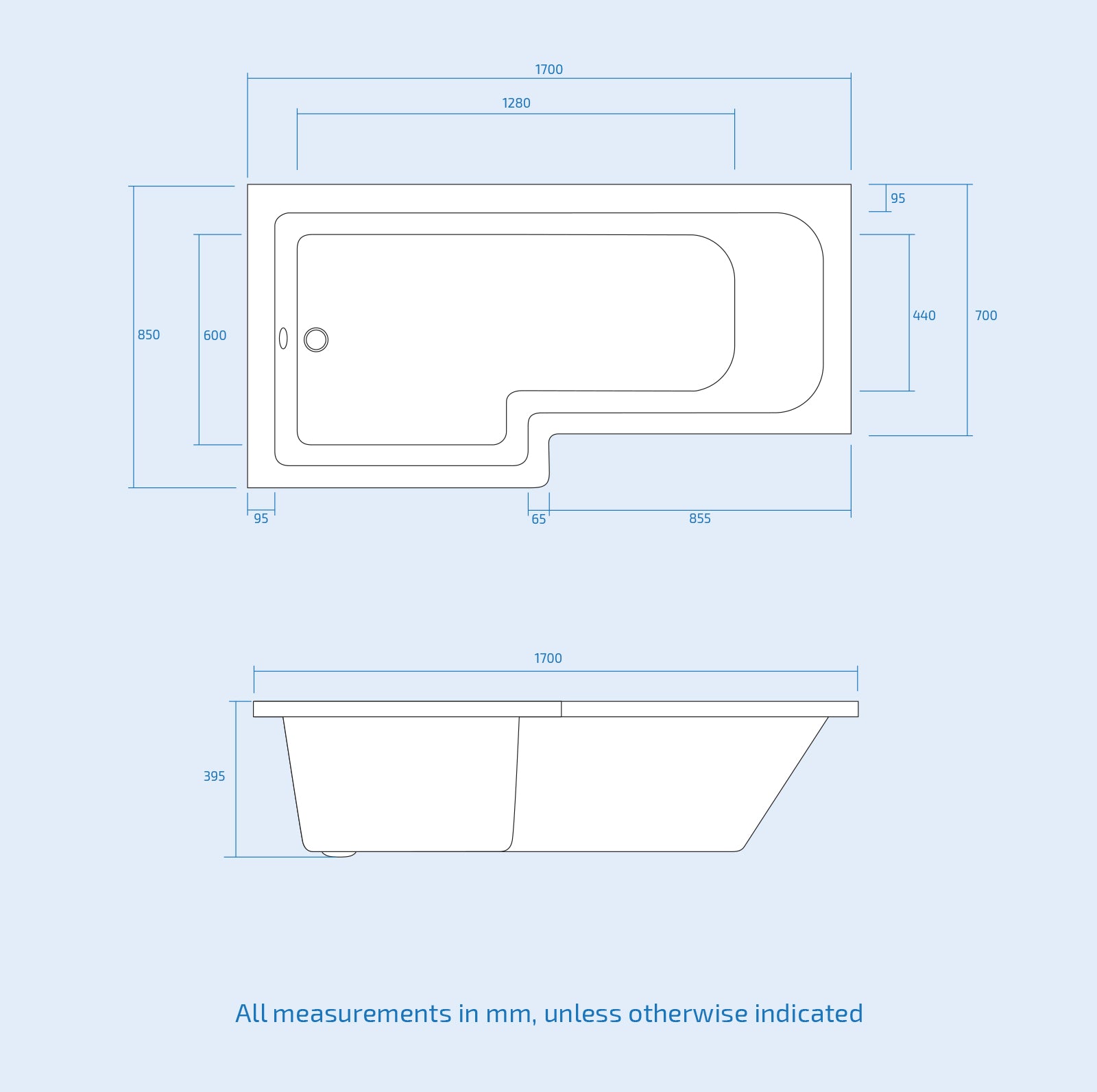 White 500mm Square Basin L-Shaped LH Bath Shower Panel Toilet Tap Set