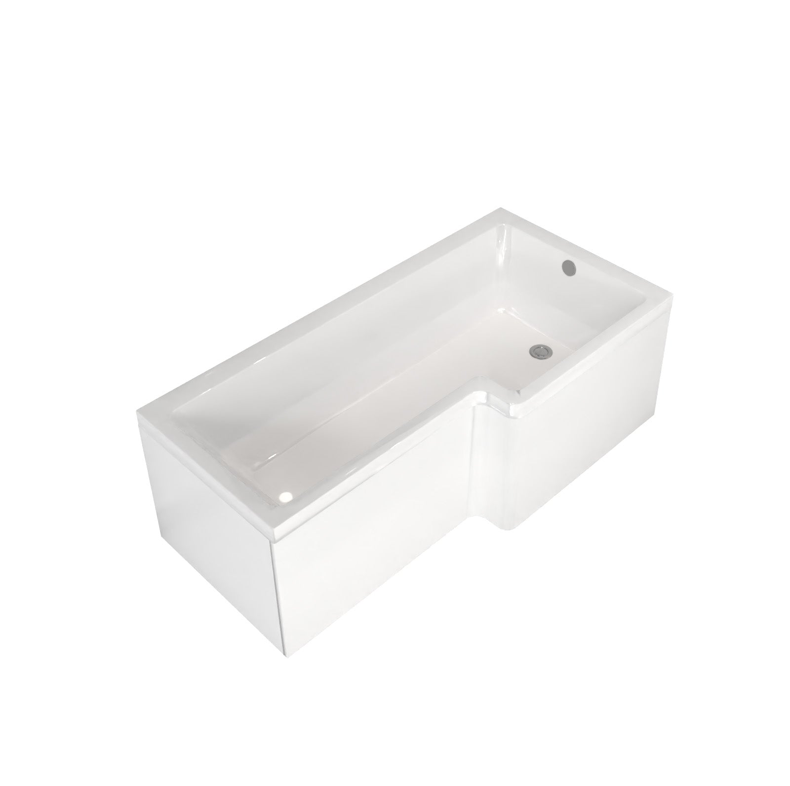 Portland 1700 x 850mm Right Hand L Shaped Shower Bath, Front Panel & End Panel