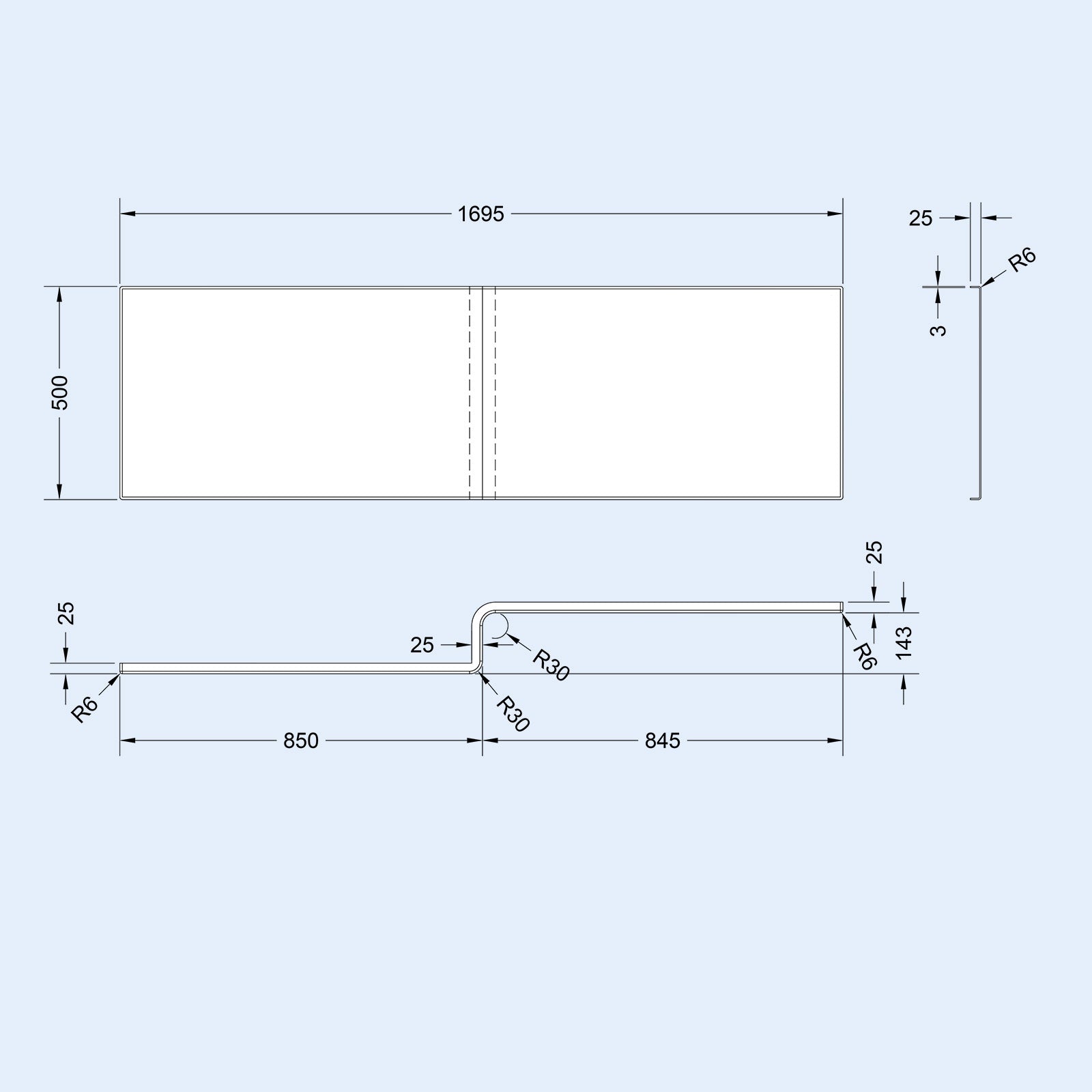 Nes Home White 1700mm Water Proof L Shaped Square Offset Front Bath Panel