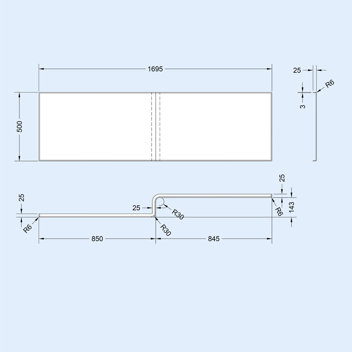 1700mm Left Hand L Shaped Shower Bath With Front Panel & Matte Black Screen
