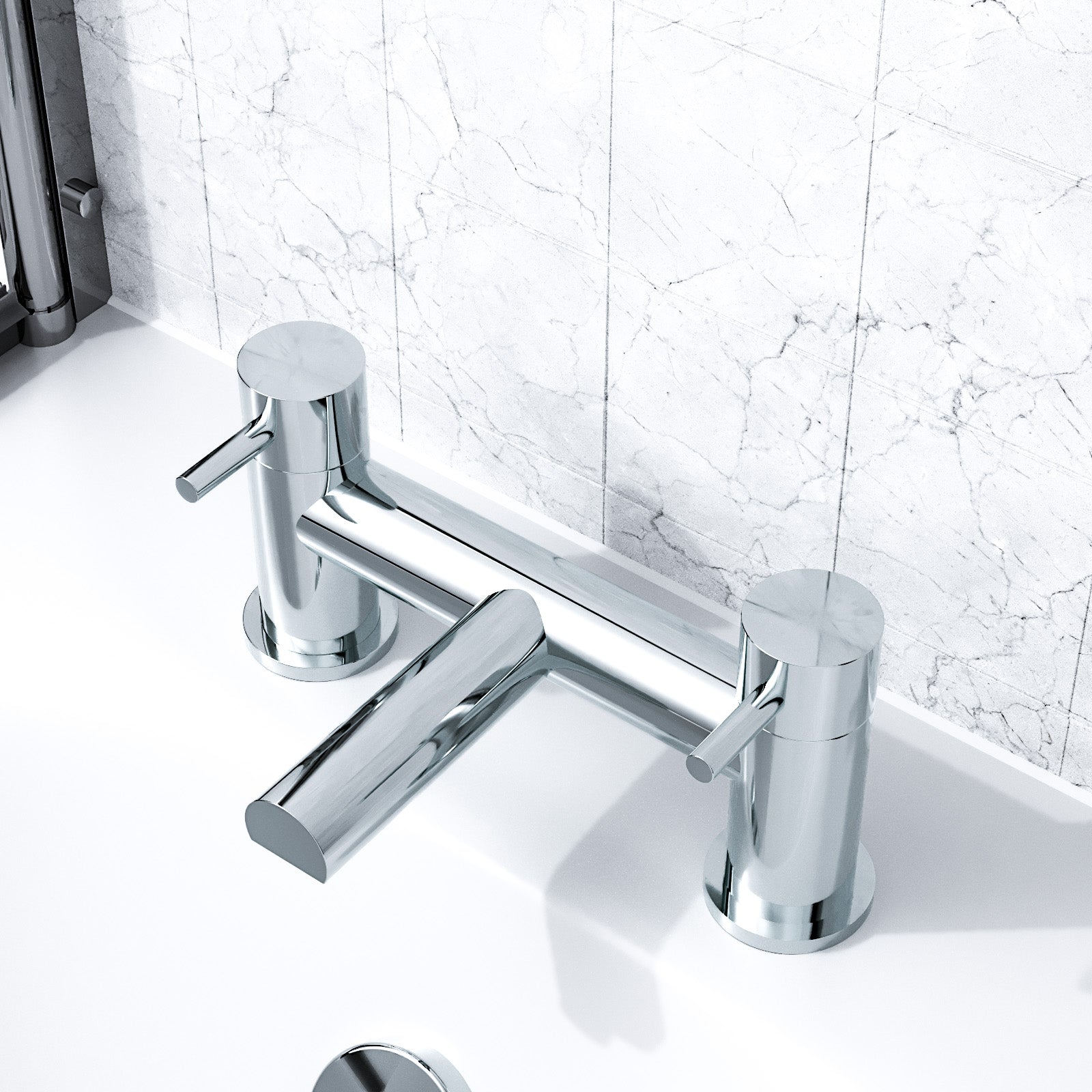 Marc Modern Deck Mounted Chrome Bath Filler Tap Brass