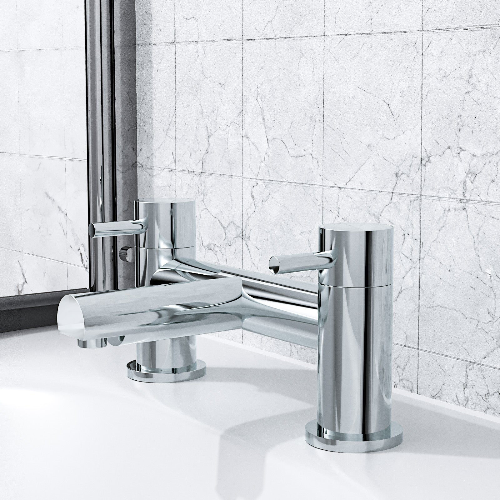 Marc Modern Deck Mounted Chrome Bath Filler Tap Brass