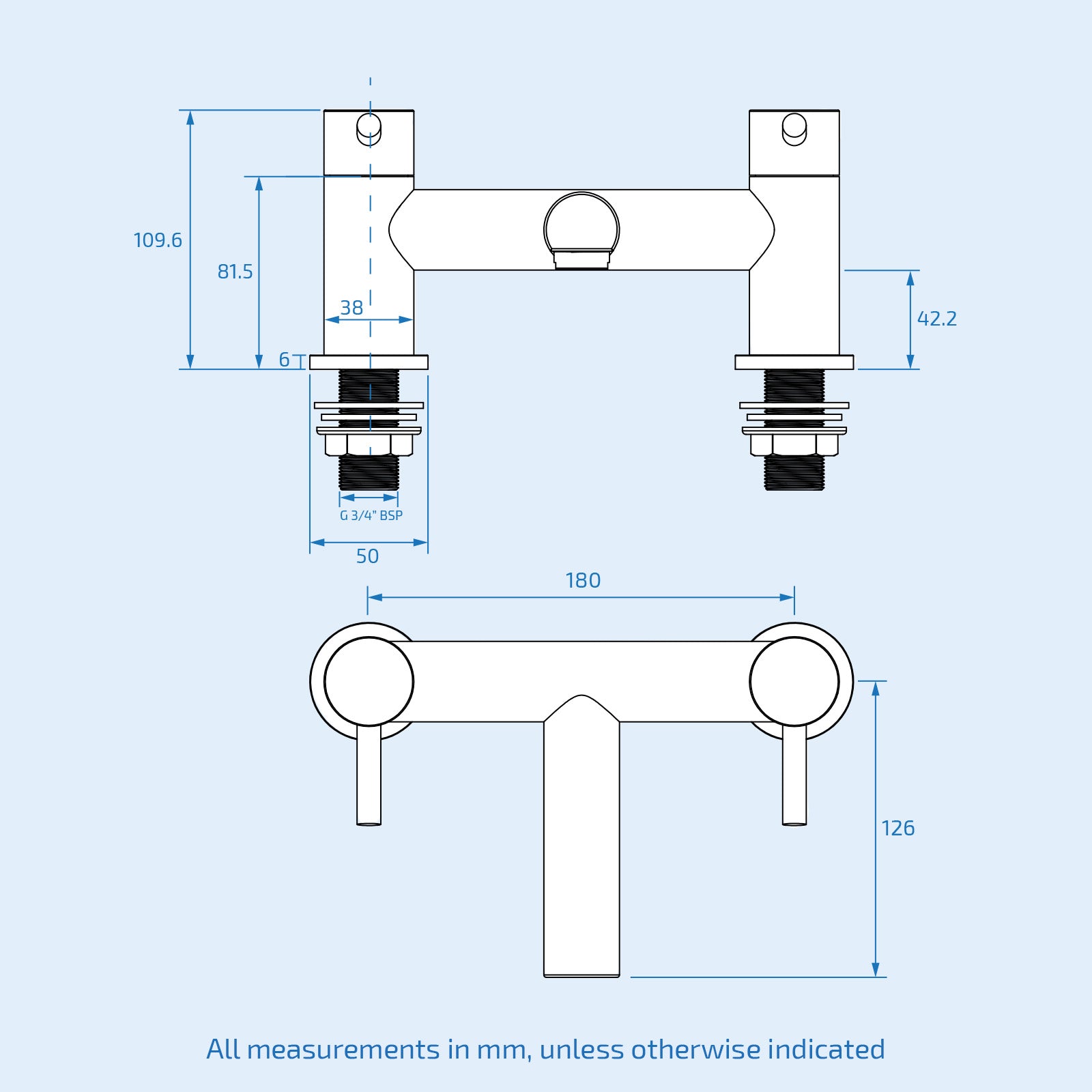 Marc Modern Set of Two Basin Taps & Deck Mounted Bath Filler Tap