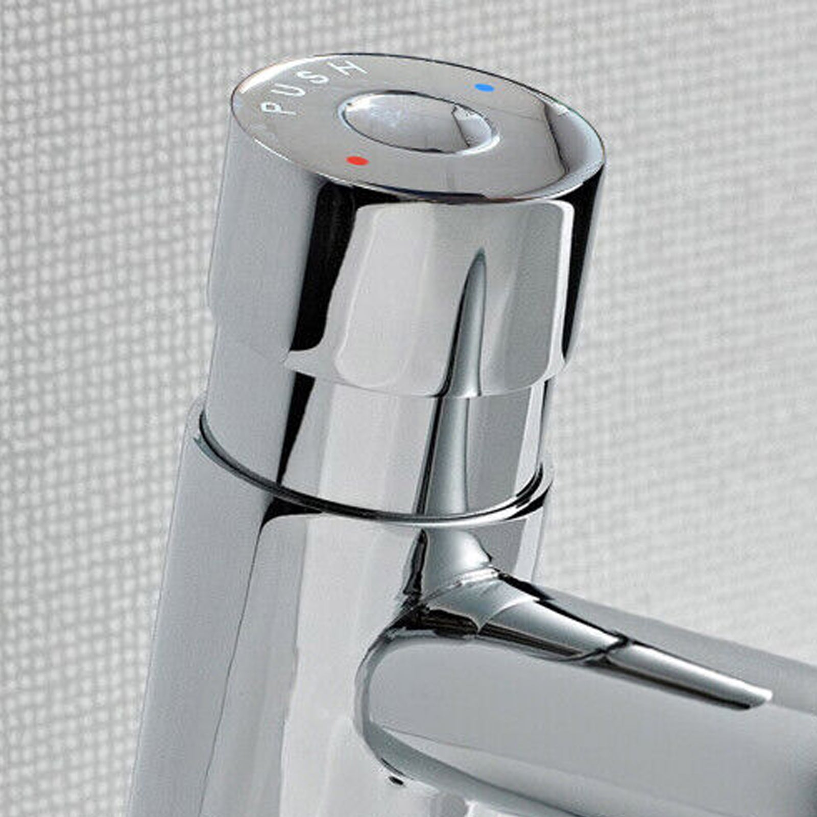 Tampa Non Concussive Push Down Self Closing Round Chrome Basin Mono Mixer Tap