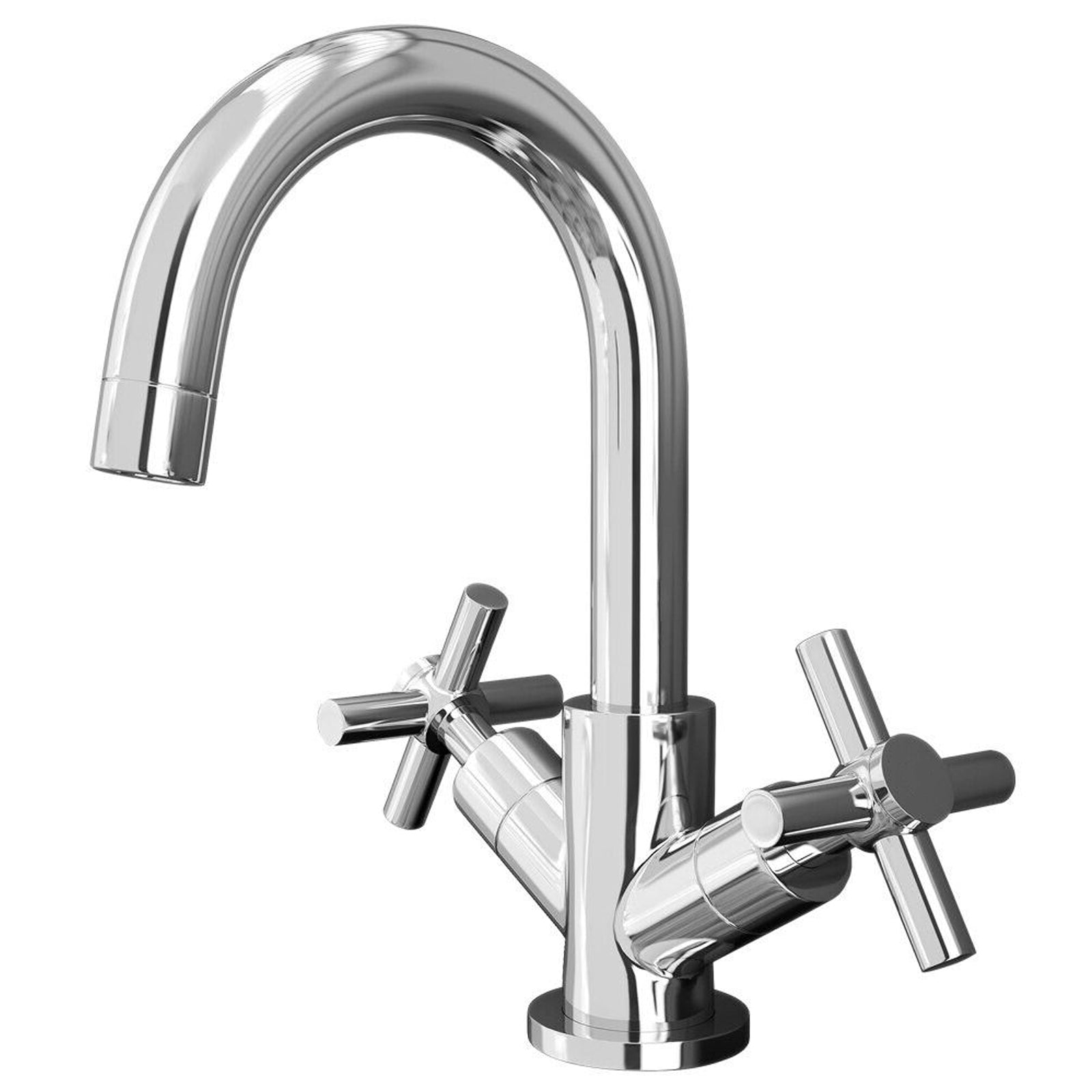 Indigo Bathroom Basin Mixer Modern Crosshead Chrome Tap Solid Brass