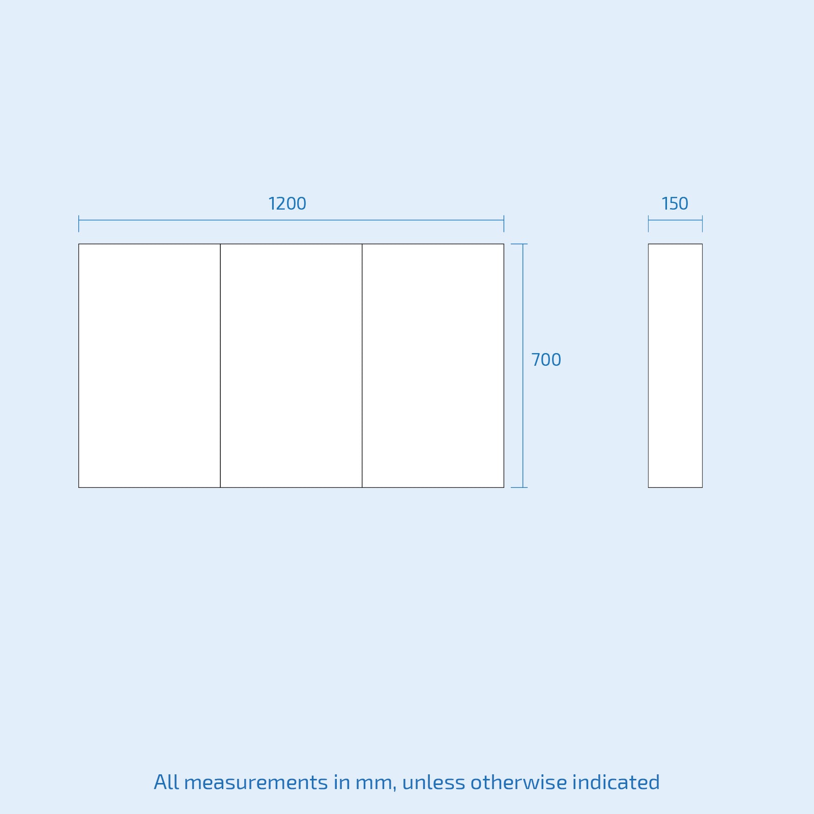McCann 1200mm Mirror 3 Door Shaving Cabinet White