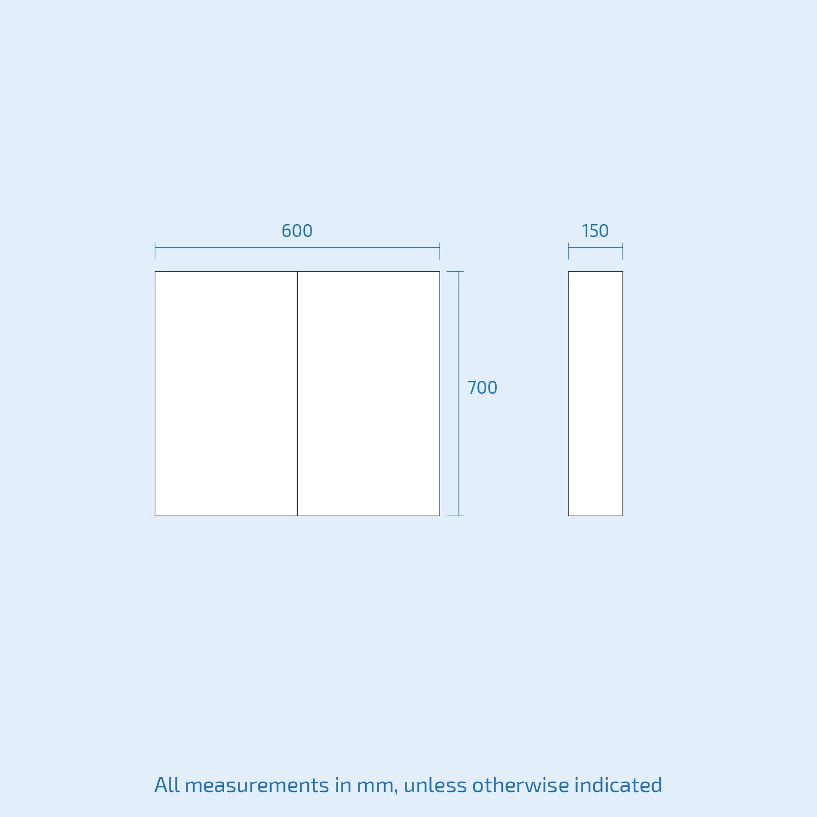 McCann 600 mm 2 Door Mirror Cabinet White Bathroom Wall Mounted Cupboard