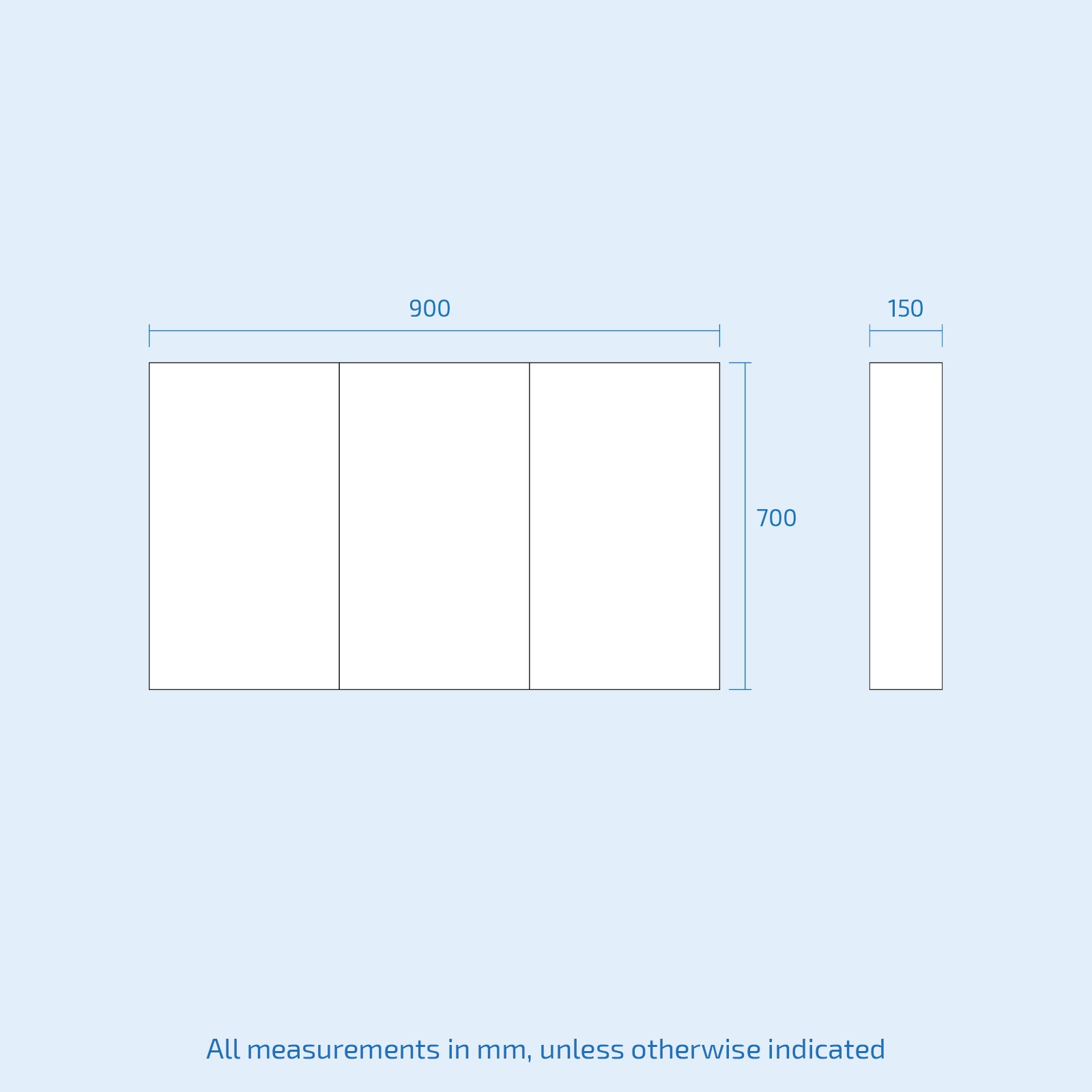 McCann 900mm 3 Door Mirrored Shaving Cabinet