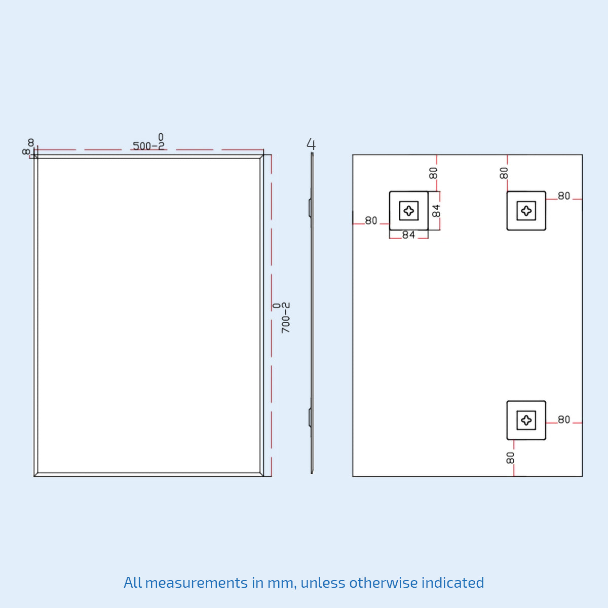 Bowen 500 x 700 Straight Corner Mirror