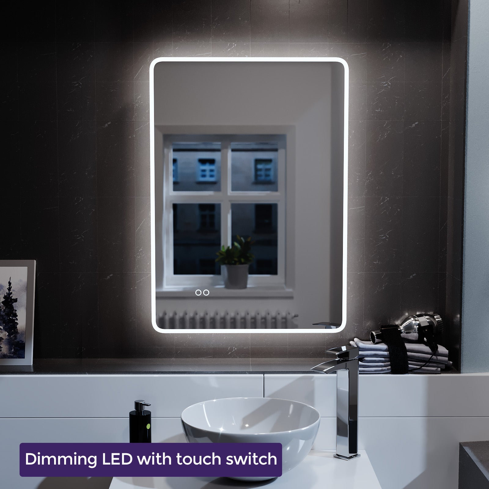 Lawerence 500mm x 700mm Edge LED Round Corner Bathroom Mirror