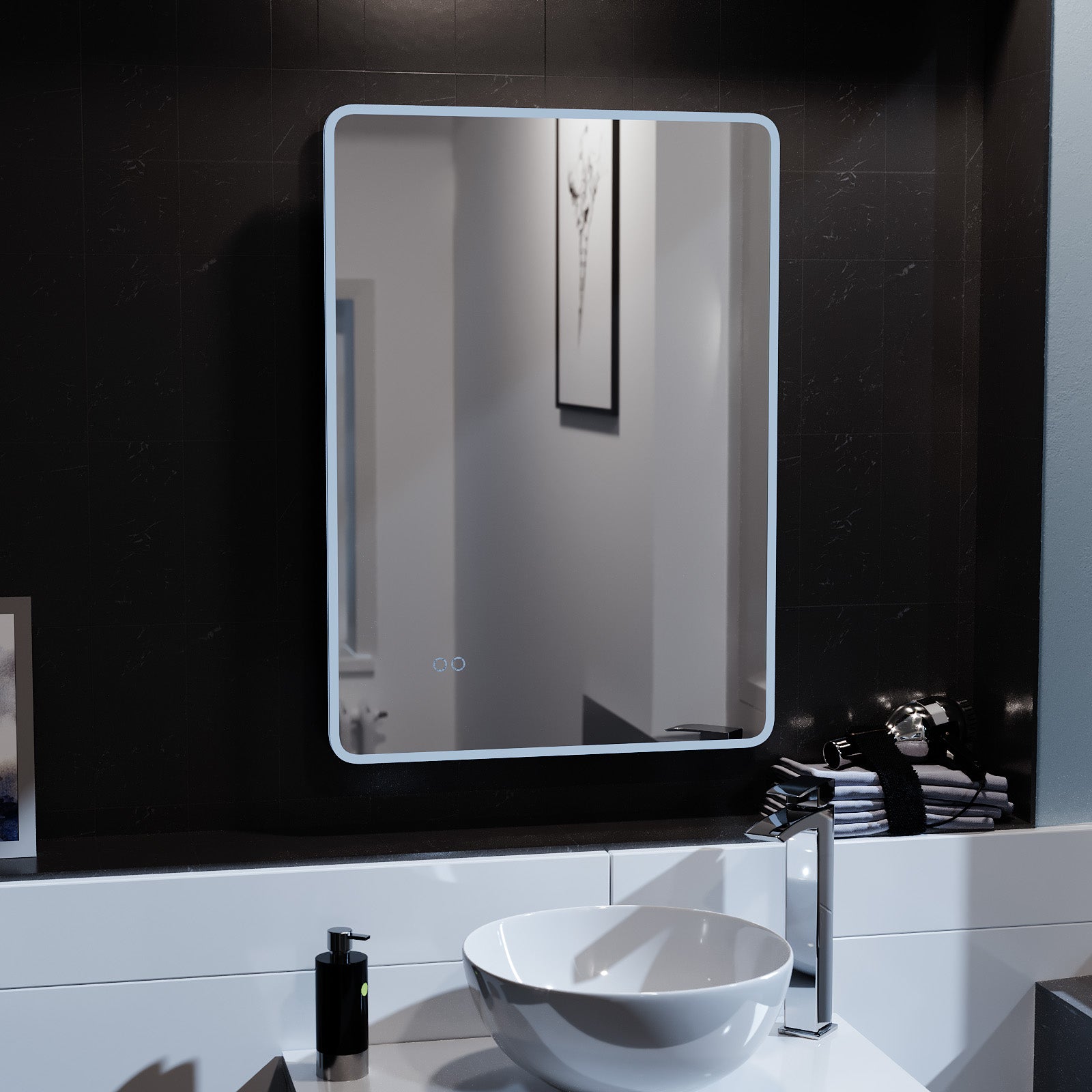 Lawerence 500mm x 700mm Edge LED Round Corner Bathroom Mirror