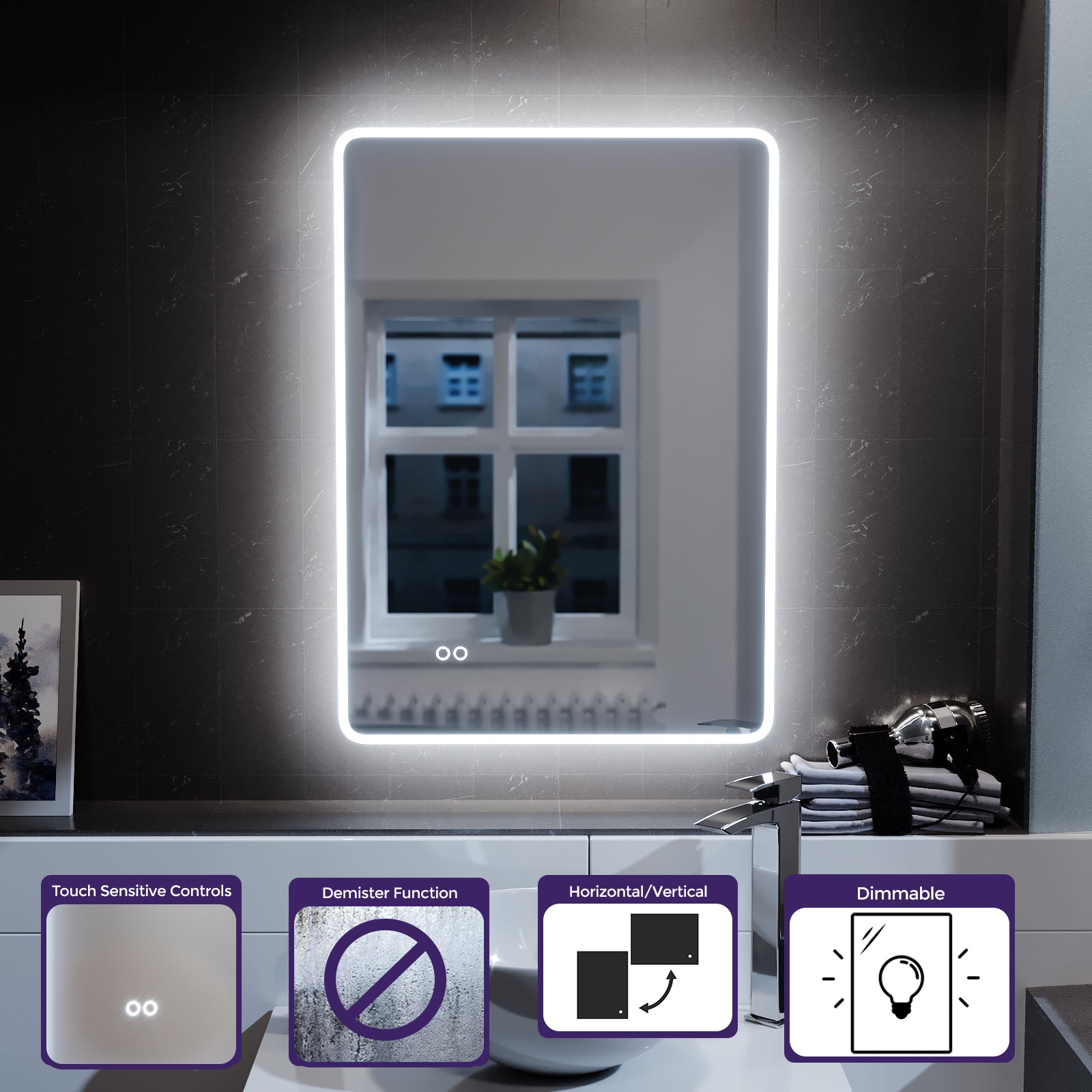 Lawerence 500mm x 700mm Edge LED Round Corner Bathroom Mirror