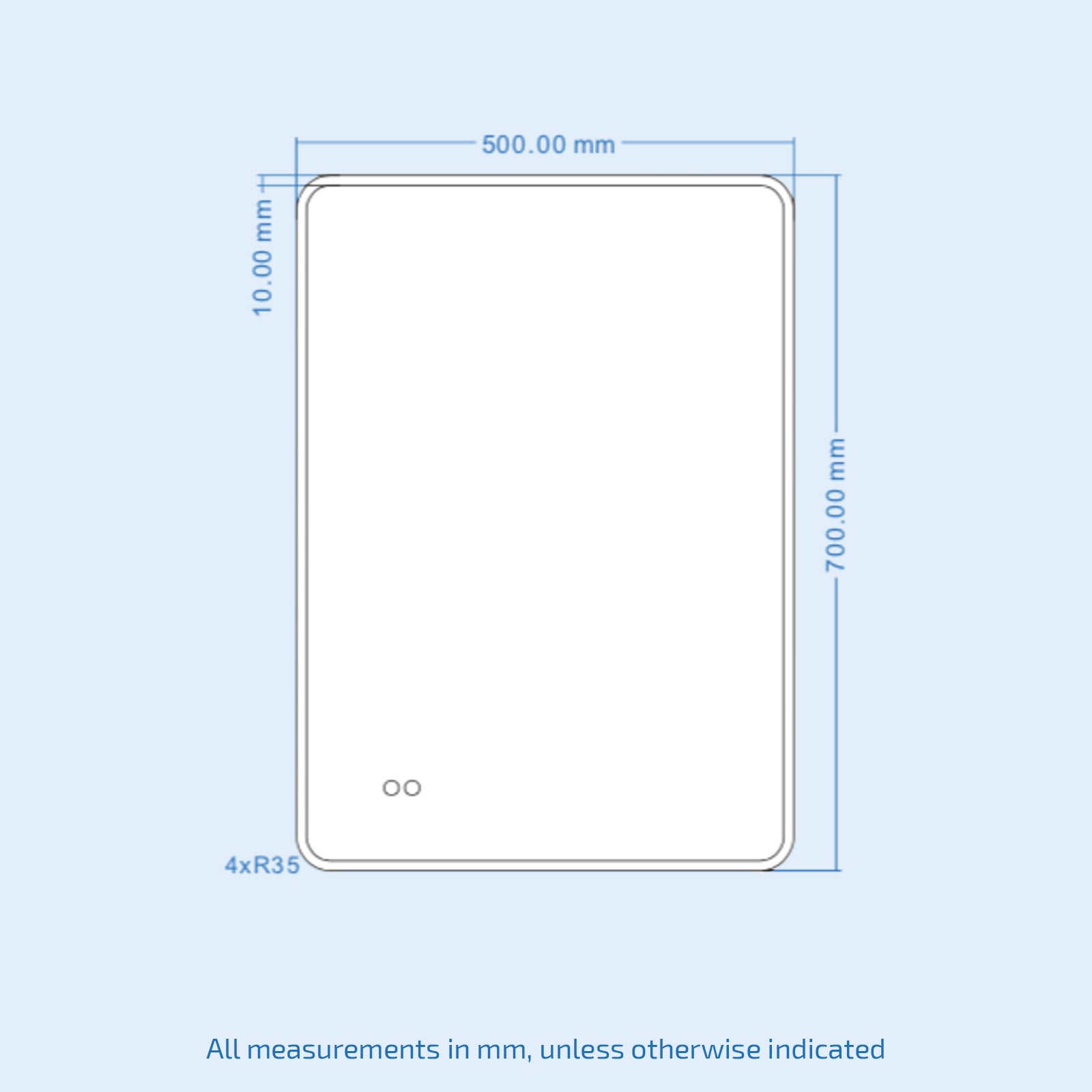 Lawerence 500mm x 700mm Edge LED Round Corner Bathroom Mirror